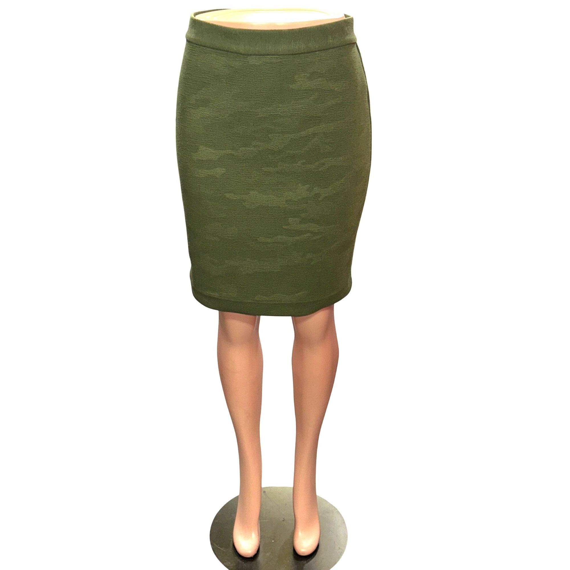 Other 209 WST 38th Med Olive Green Camo Textured Thick Cozy Pencil Size 28" / US 6 / IT 42 - 2 Thumbnail