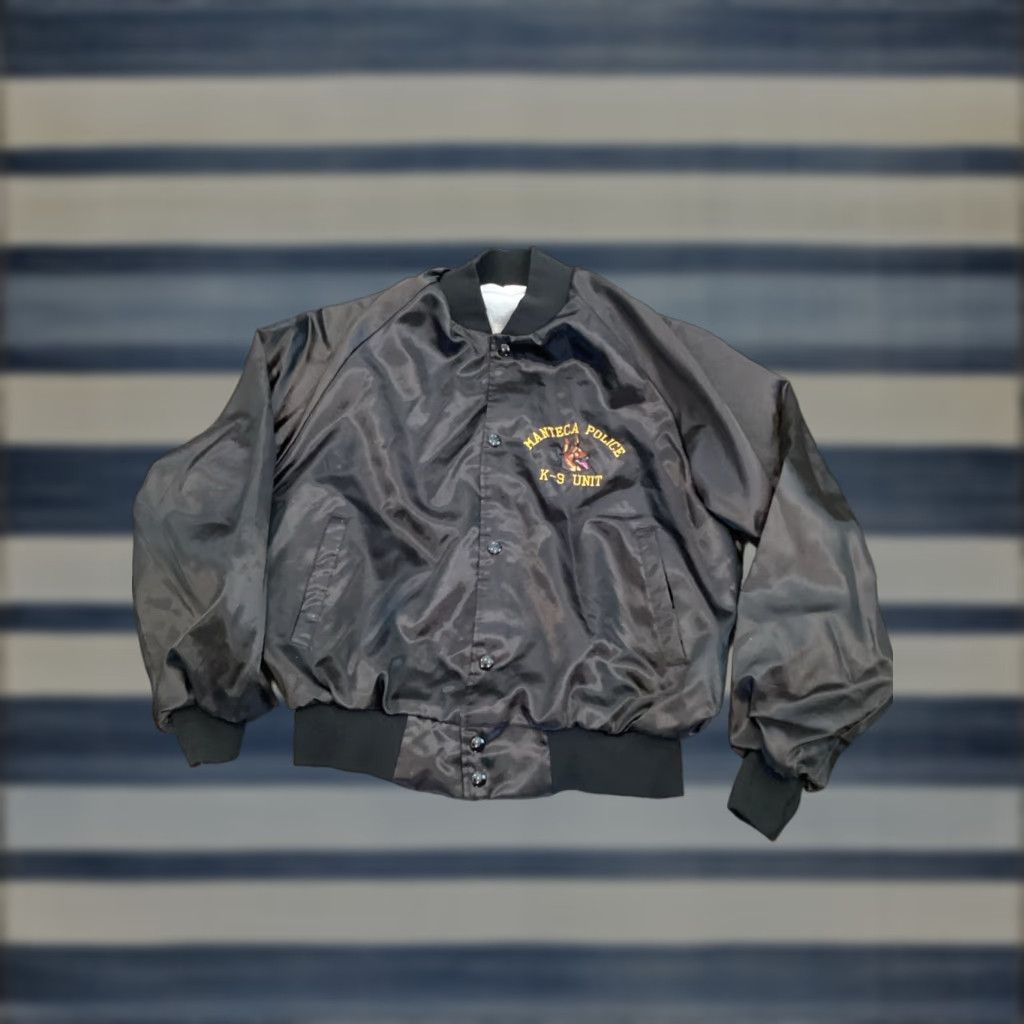Vintage VINTAGE Auburn Jacket Manteca Police K-9 Unit Lined Bomber Black L Mens 90s Logo Unique Size US L / EU 52-54 / 3 - 1 Thumbnail