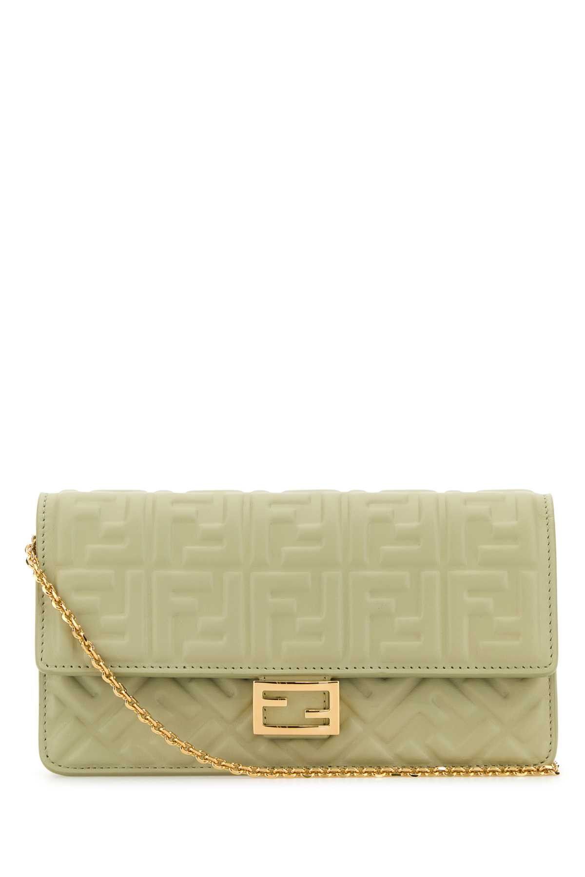 長財布 Fendi Pastel Green Nappa Leather Baguette Wallet Wallet On Chain Baguette Leather Green | Fendi