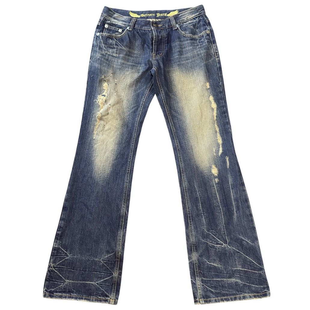 If Six Was Nine Insane ‼️ Flared Distressed Whisker Denim LGB Style Gennaro Size US 31 - 2 Thumbnail