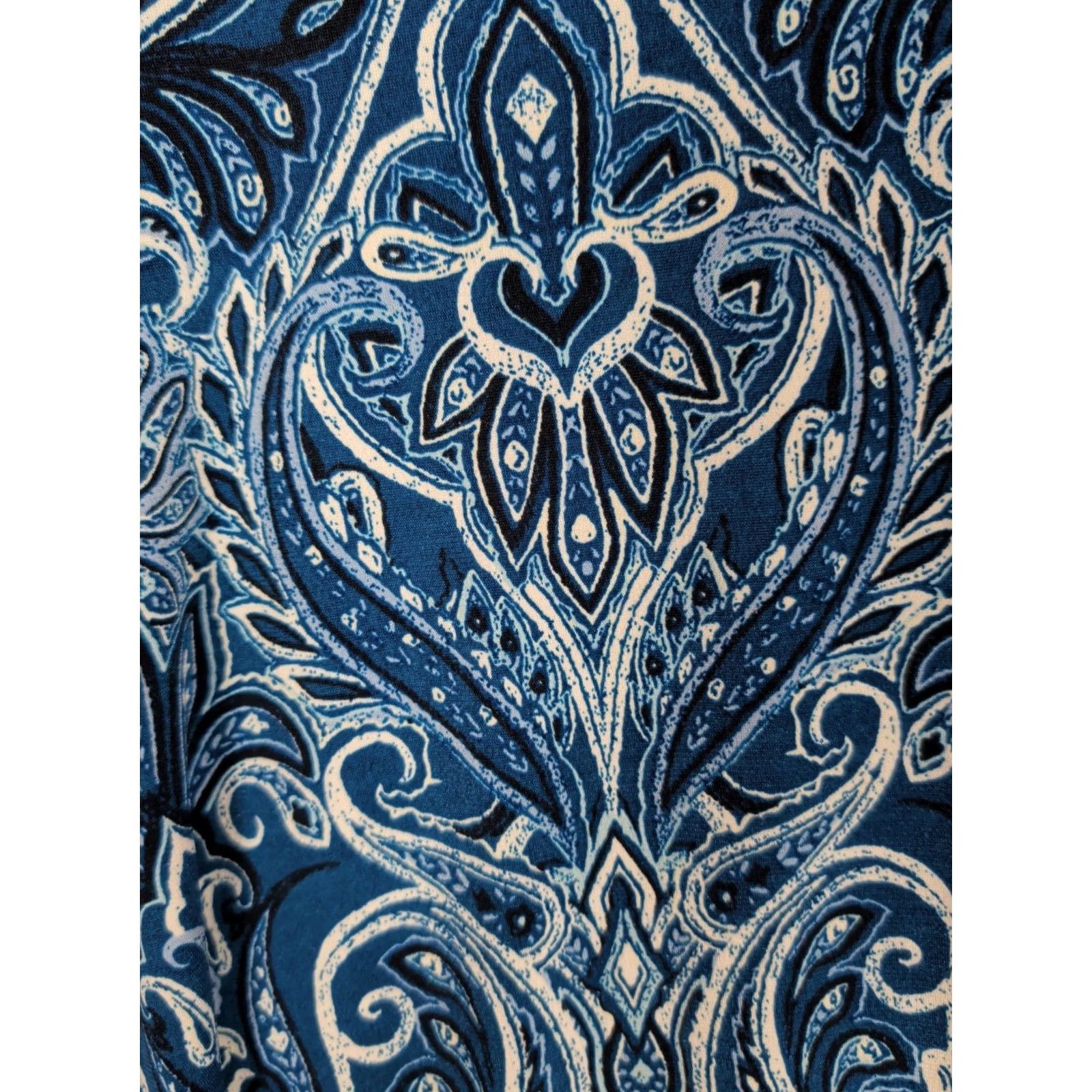 Vintage Chico's Tunic Top Blue Paisley Pullover 3/4 sleeve Size 3=XL Stretchy Women Size XXL / US 16-18 / IT 52-54 - 3 Thumbnail
