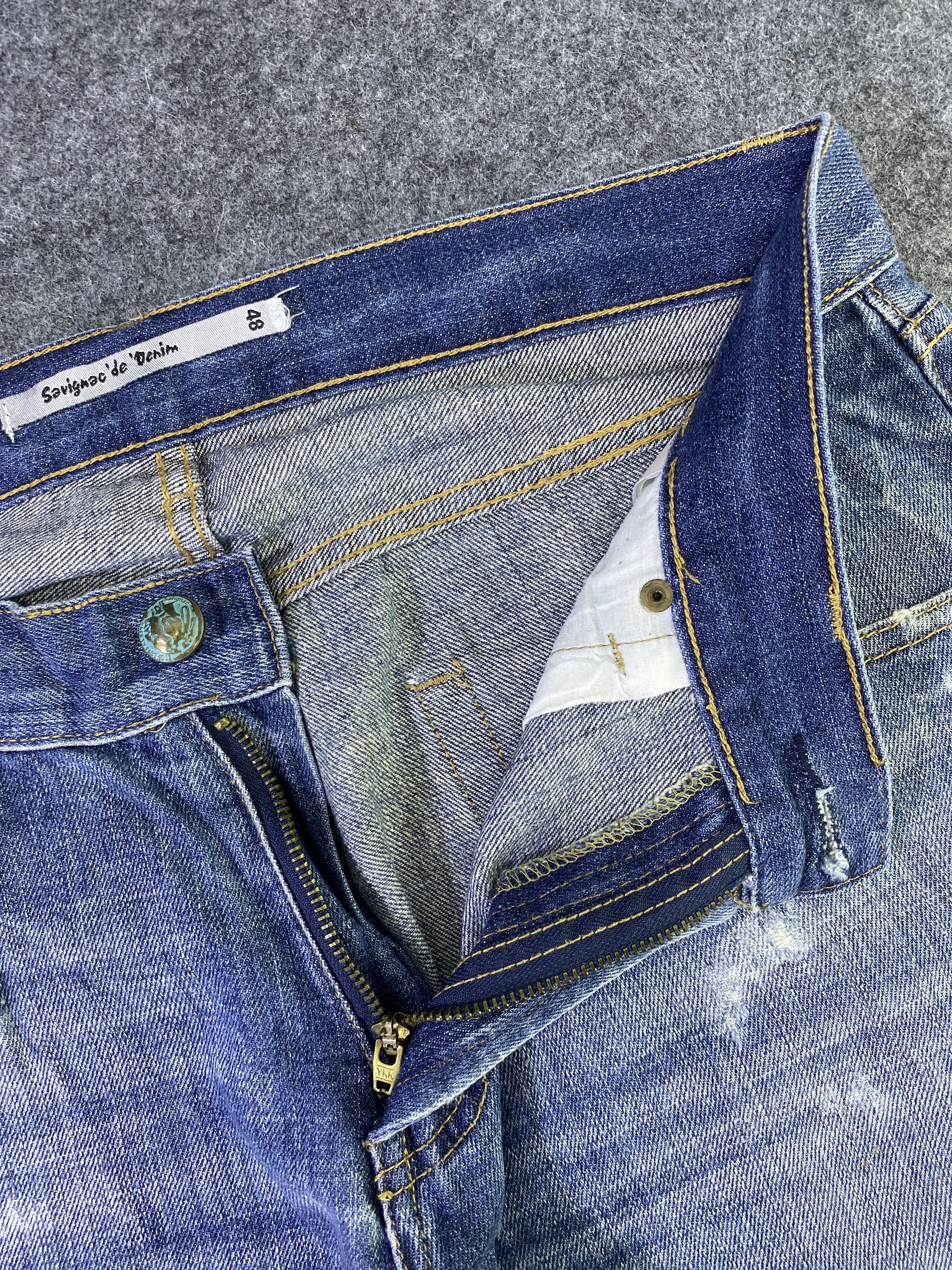 Japanese Brand Savignac 'de Denim Distressed Blue Wash Jeans - J956 Size US 34 / EU 50 - 7 Thumbnail