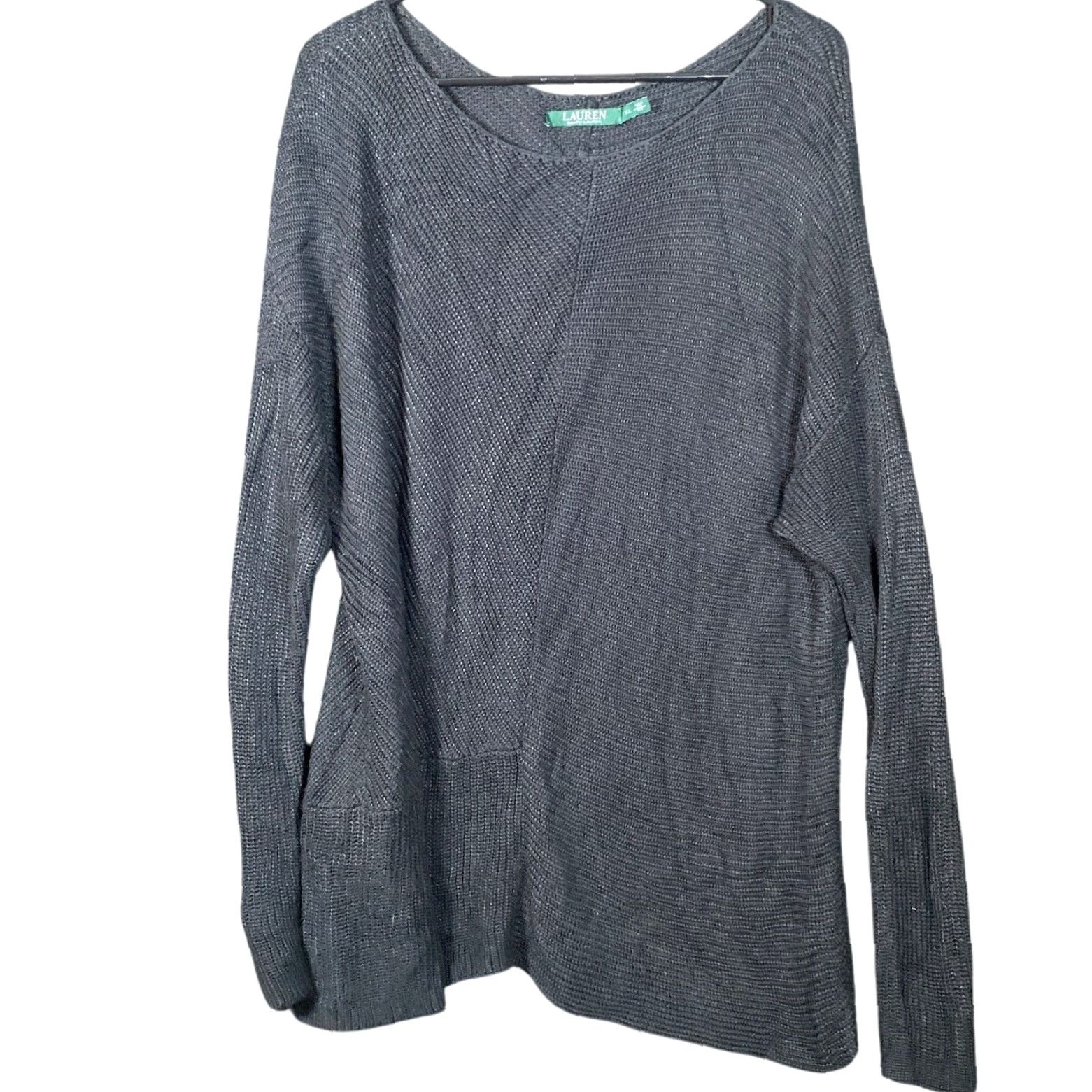 Ralph Lauren Lauren Ralph Womens Sweater Black Crew Neck Long Sleeve Cotton Knit XLarge Size XL / US 12-14 / IT 48-50 - 2 Thumbnail