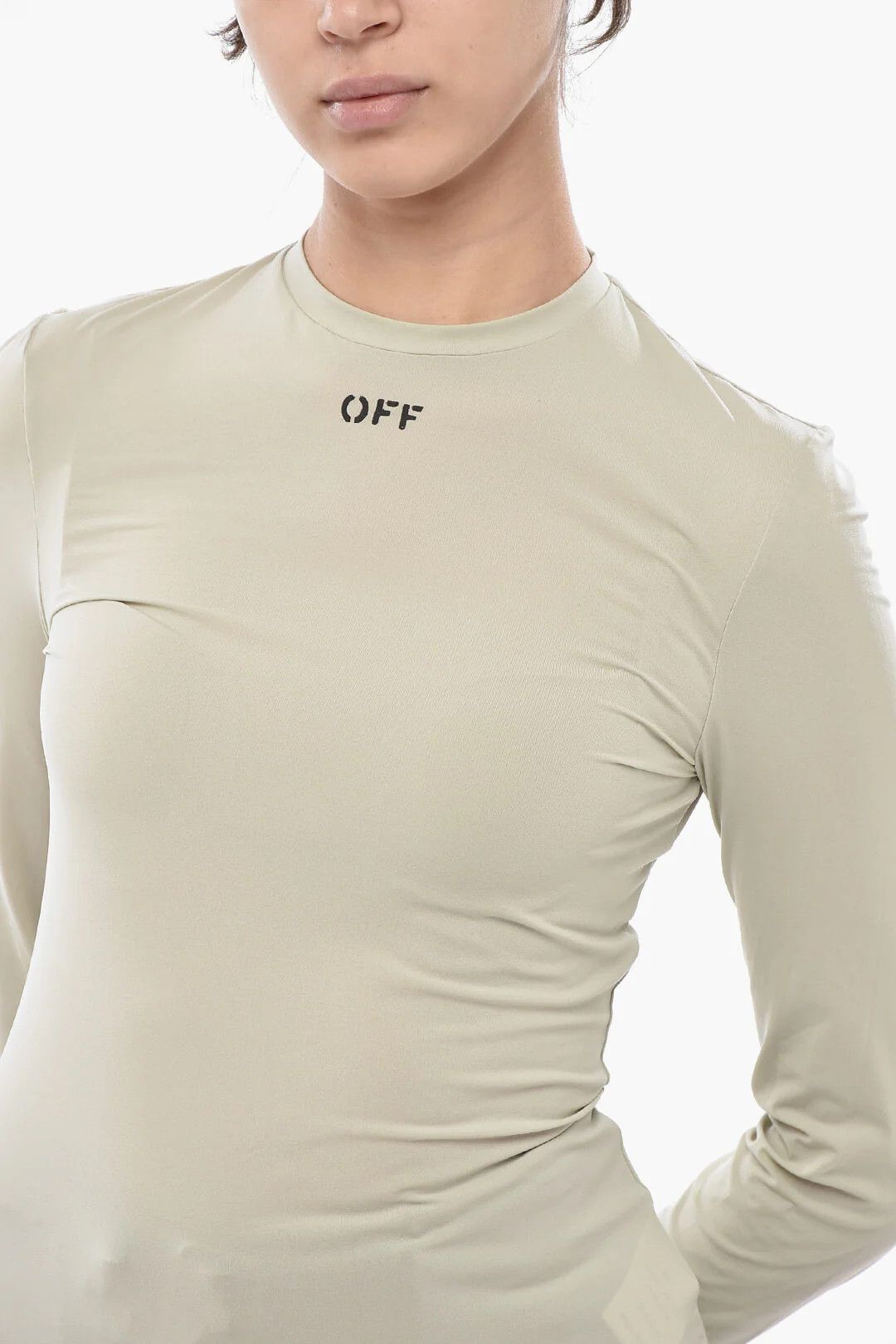 Off-White og1mm0426 Crewneck T-Shirt in Beige Size S / US 4 / IT 40 - 3 Thumbnail