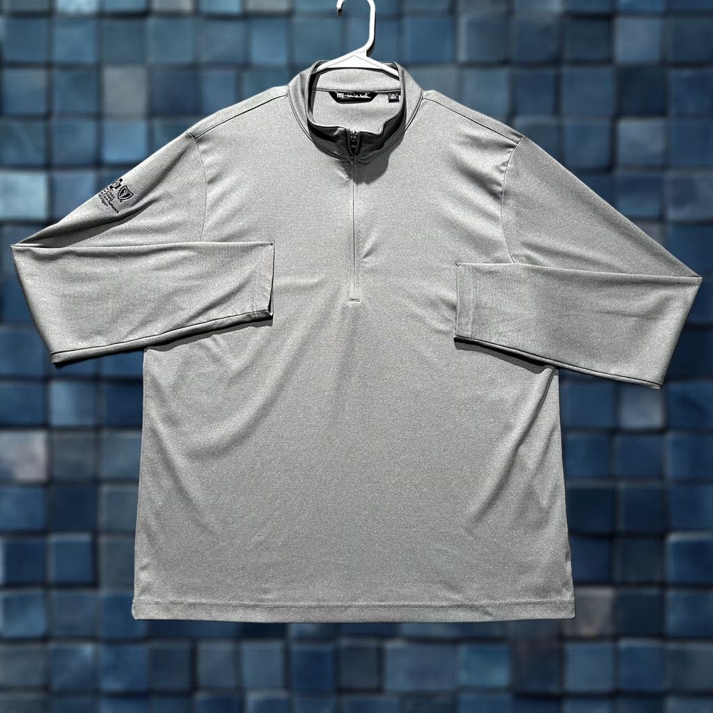 TravisMathew Travis Mathew Pullover Mens XL Gray Coto Perf 1/4 Zip Golf Stretch Blue Cross Size US XL / EU 56 / 4 - 1 Thumbnail