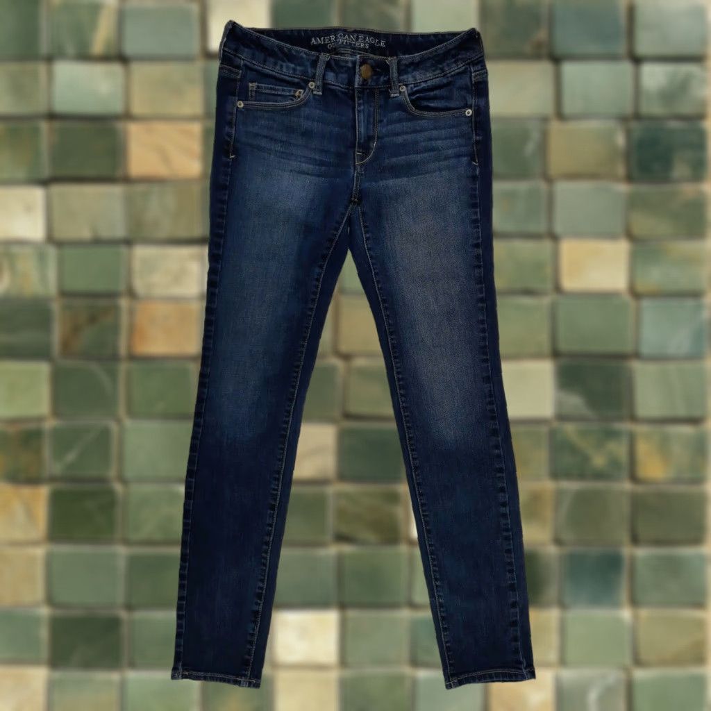 American Eagle Outfitters VINTAGE American Eagle Jeans Skinny Dark Blue Denim Women's Size 4 Long M4J Size 27" / US 4 / IT 40 - 1 Thumbnail