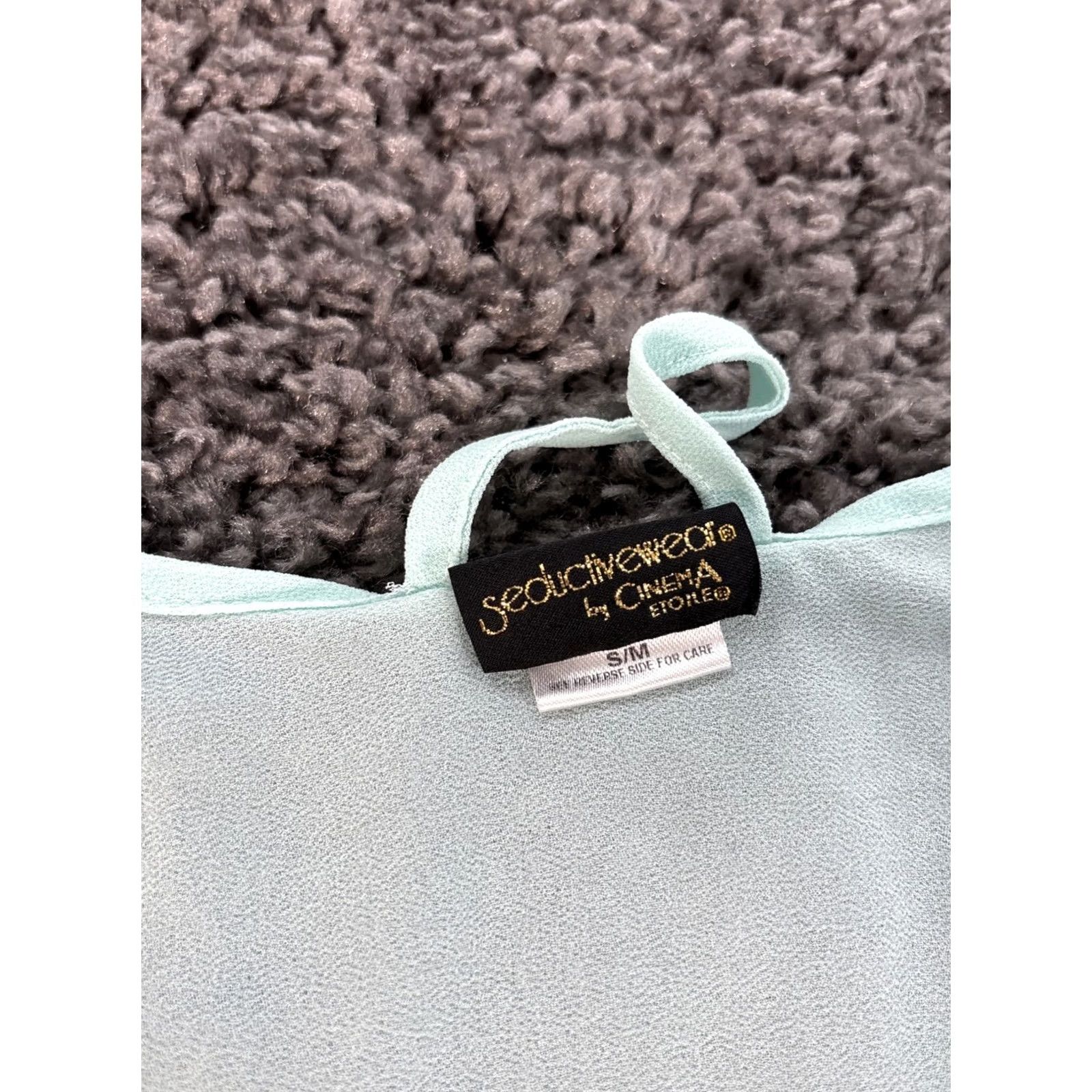 Vintage VINTAGE Cinema Etoile Dress Shirt Womens Small Blue Satin Lace Open Front Tie Size S / US 4 / IT 40 - 4 Thumbnail