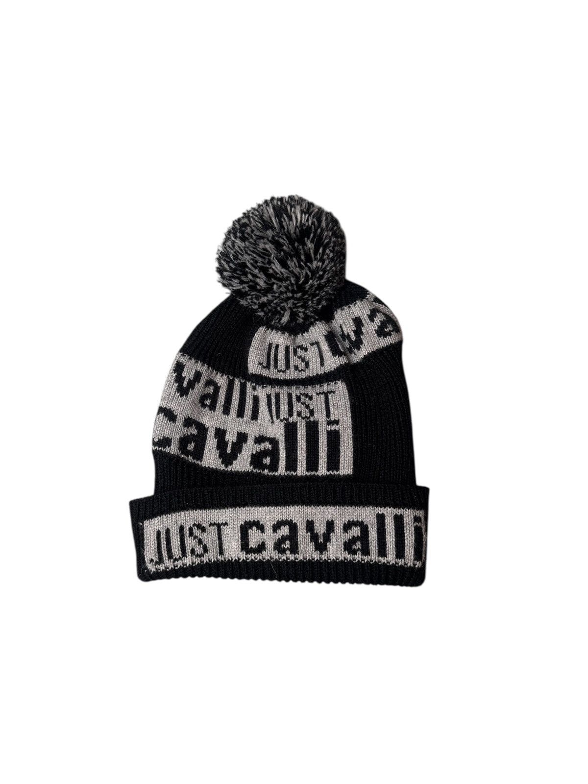 Just Cavalli Just Cavalli Y2K Logo Print Pom Pom Beanie Size ONE SIZE - 1 Thumbnail
