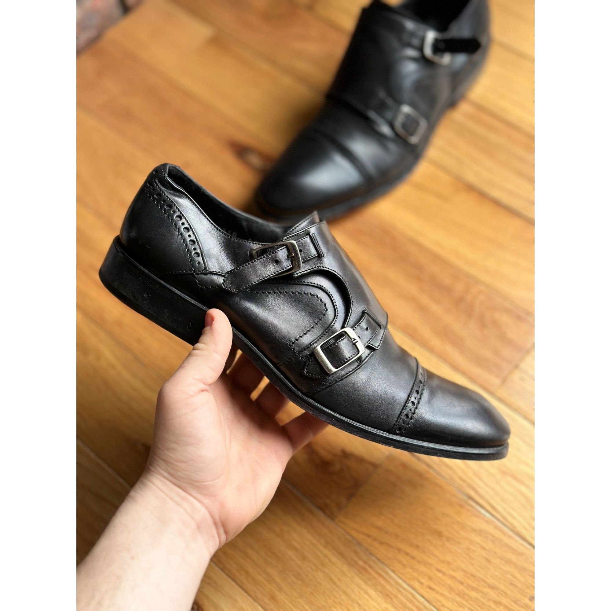 John Varvatos $698 JOHN VARVATOS COLLECTION FLEETWOOD DOUBLE MONK STRAP BL Size US 11 / EU 44 - 2 Thumbnail