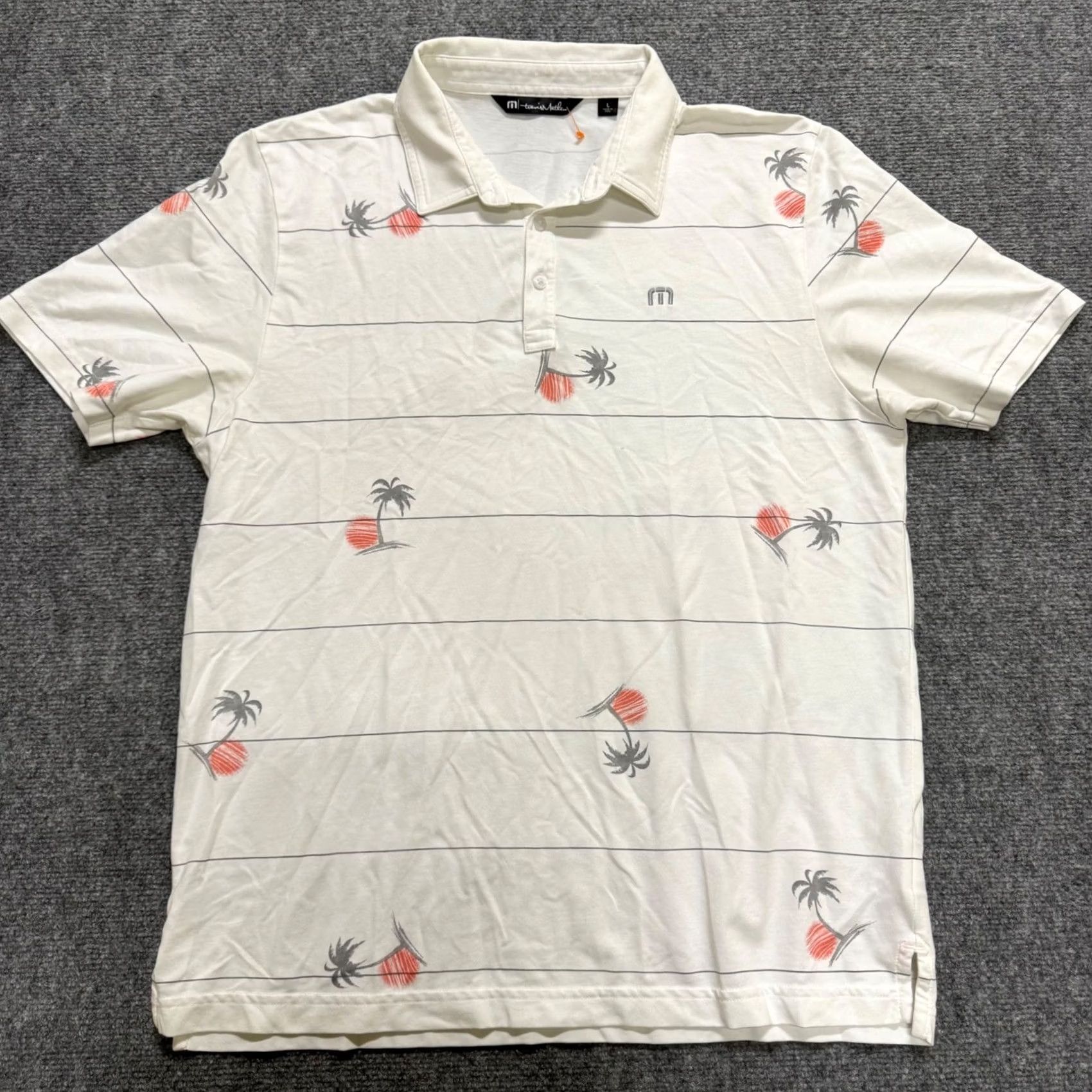 TravisMathew VINTAGE TravisMathew Squid Roe polo shirt Mens L White palm tree pattern Summer Size US L / EU 52-54 / 3 - 2 Thumbnail
