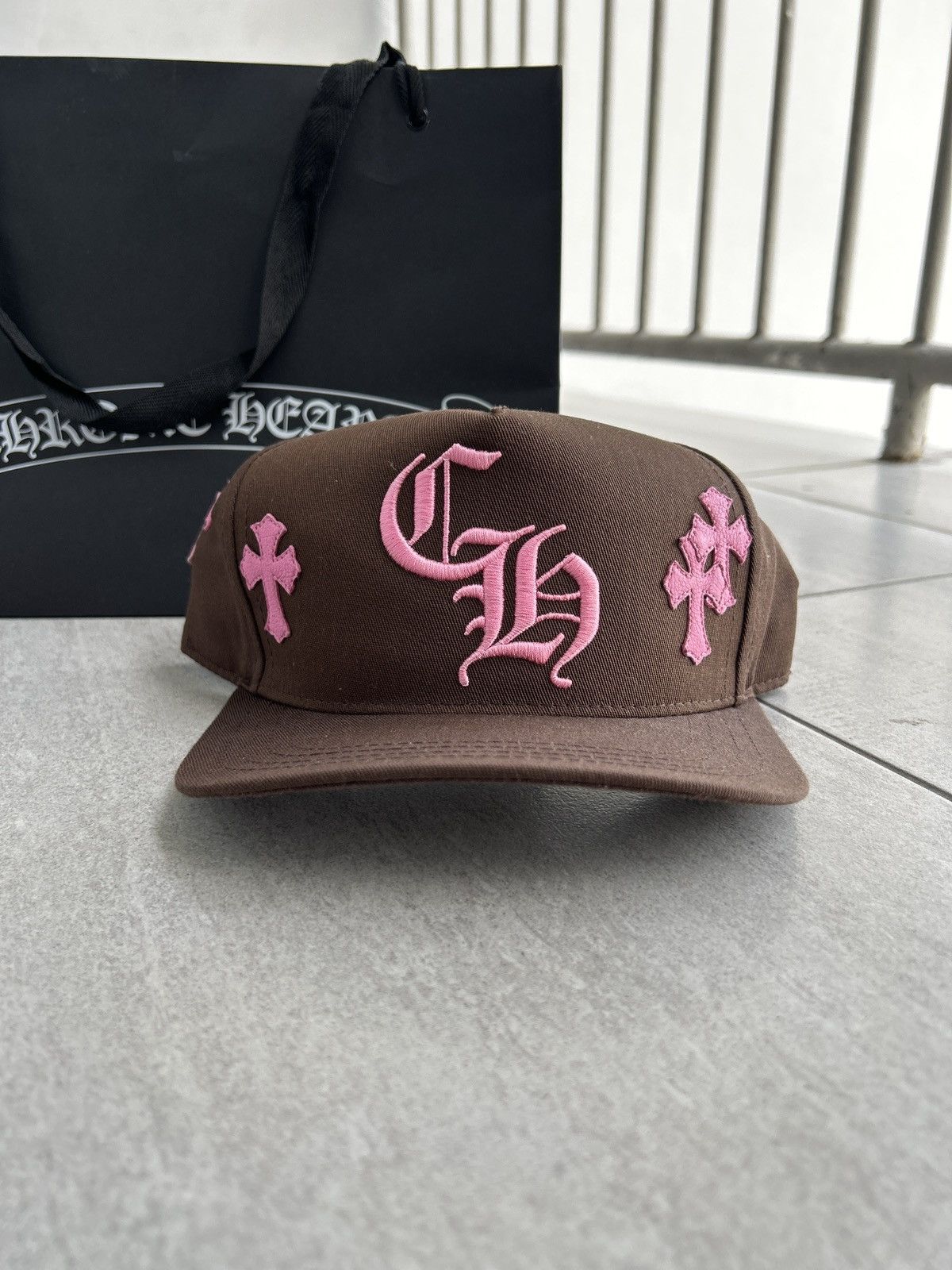 Chrome Hearts Chrome Hearts Cross Patch Hat Brown/Pink | Grailed