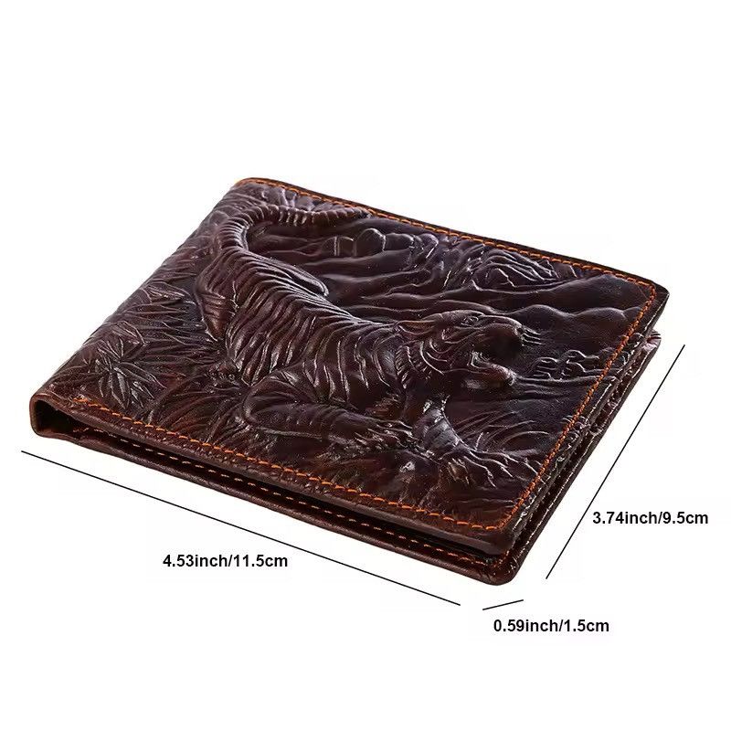 Vintage Real Leather Gothic Tiger 3D print Wallet Punk Size ONE SIZE - 4 Thumbnail