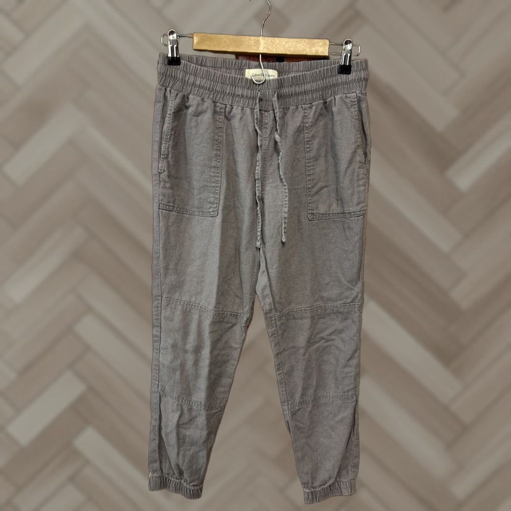 Calvin Klein Calvin Klein Women’s Pants Gray Size 4 Linen Rayon Capri Pockets Adjustable Waist Casual Business Tapered Inseam 25 in Regular Fit Women Size 27" / US 4 / IT 40 - 1 Thumbnail