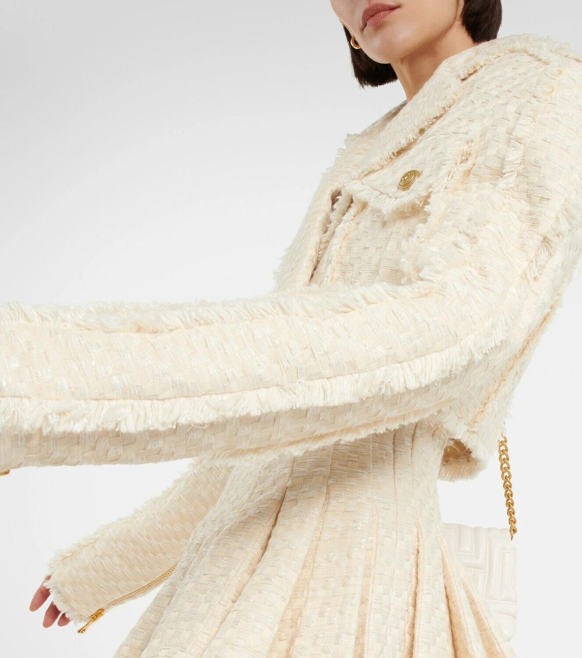 Balmain o1y0525 Jacket in Ivory Size M / US 6-8 / IT 42-44 - 3 Thumbnail