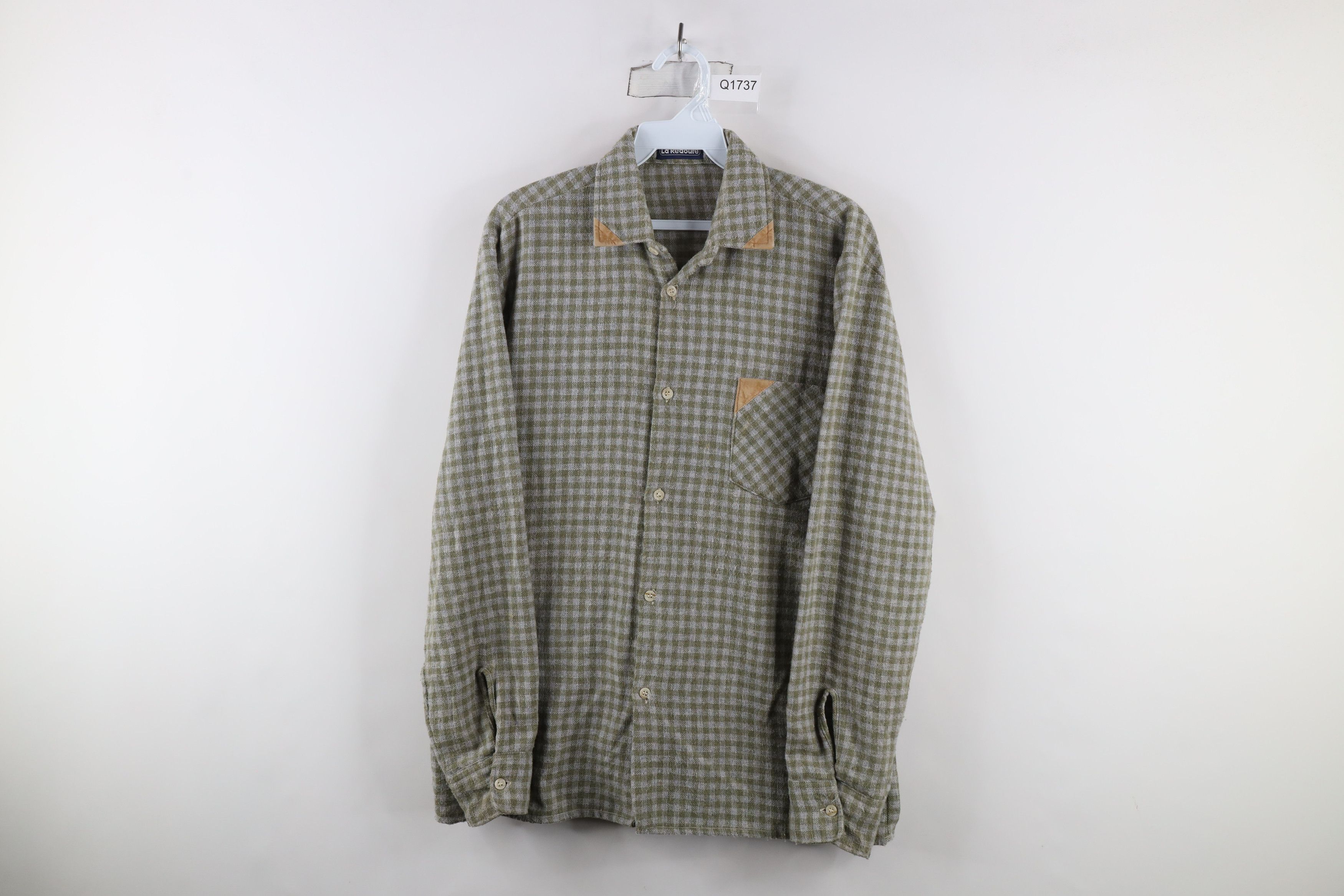 Vintage Vintage 70s Streetwear Leather Trim Wool Knit Button Shirt Size US M / EU 48-50 / 2 - 1 Thumbnail