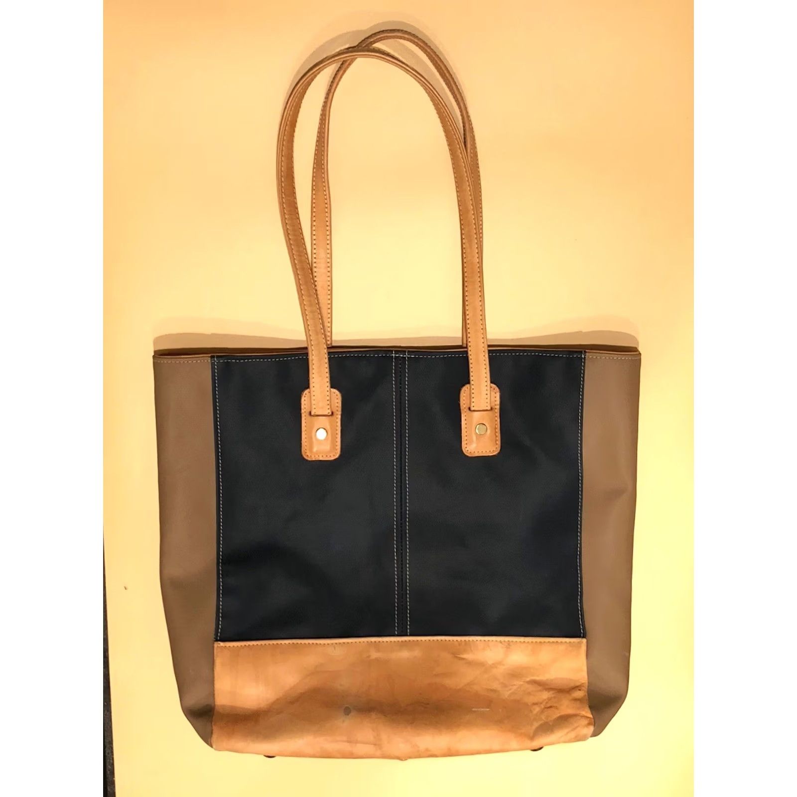 Vintage Jon Hart Tote Bag Purse Medium Navy Taupe and Tan Size ONE SIZE - 2 Thumbnail