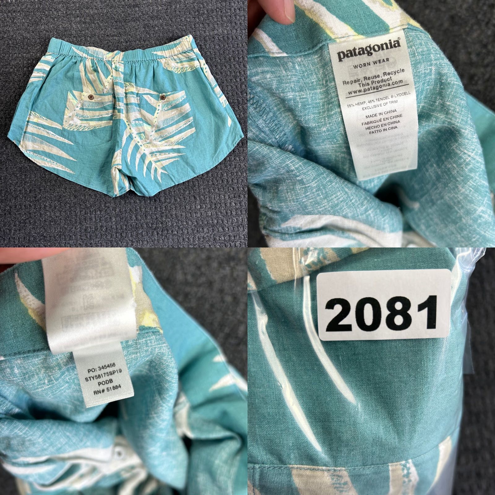 Patagonia Patagonia Women’s Garden Island Shorts XL Hemp Blend Palms Green Floral Beach Tropical Aloha Classic Beachwear Womens XL Green Size 40" / US 18 - 8 Thumbnail