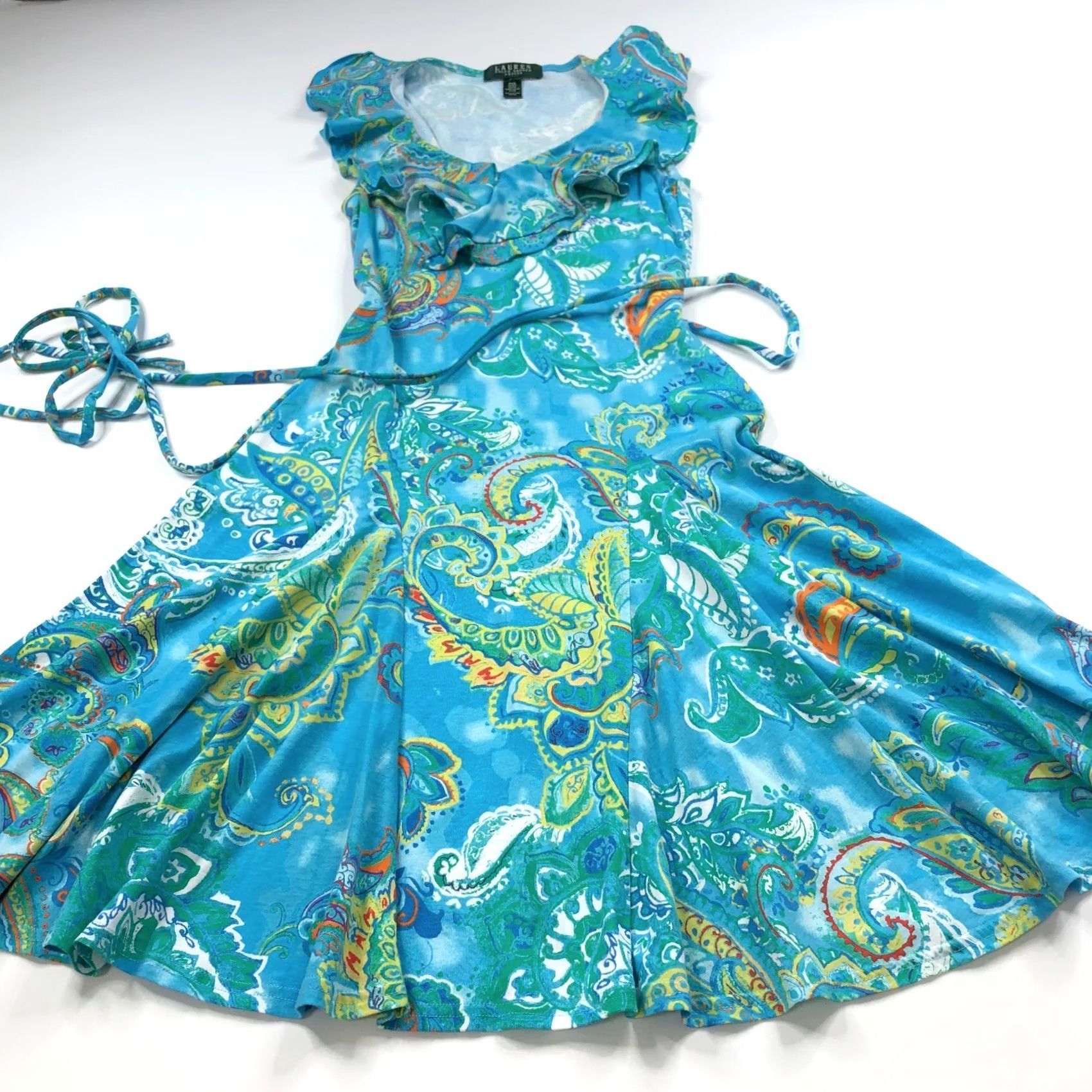 Ralph Lauren Lauren Ralph Lauren Petite PXS Fit And Flare Mini Dress Paisley Blue Dress Size XS / US 0-2 / IT 36-38 - 4 Thumbnail
