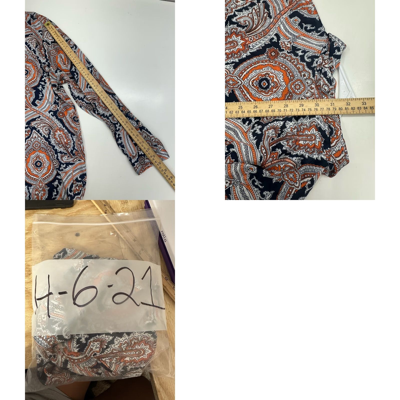Michael Kors Michael Kors Blouse Womens XL Blue Paisley Collared V-Neck Long Sleeve Size XL / US 12-14 / IT 48-50 - 8 Thumbnail