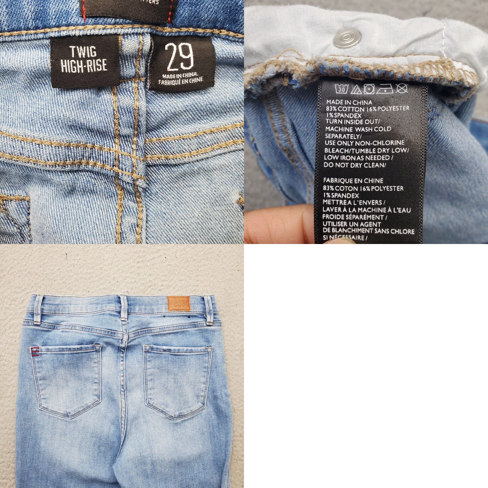 Urban Outfitters BDG Urban Outfitters Skinny Jeans Womens 29 Blue Denim Stretch Twig High Rise Jeans Size 29" - 8 Thumbnail