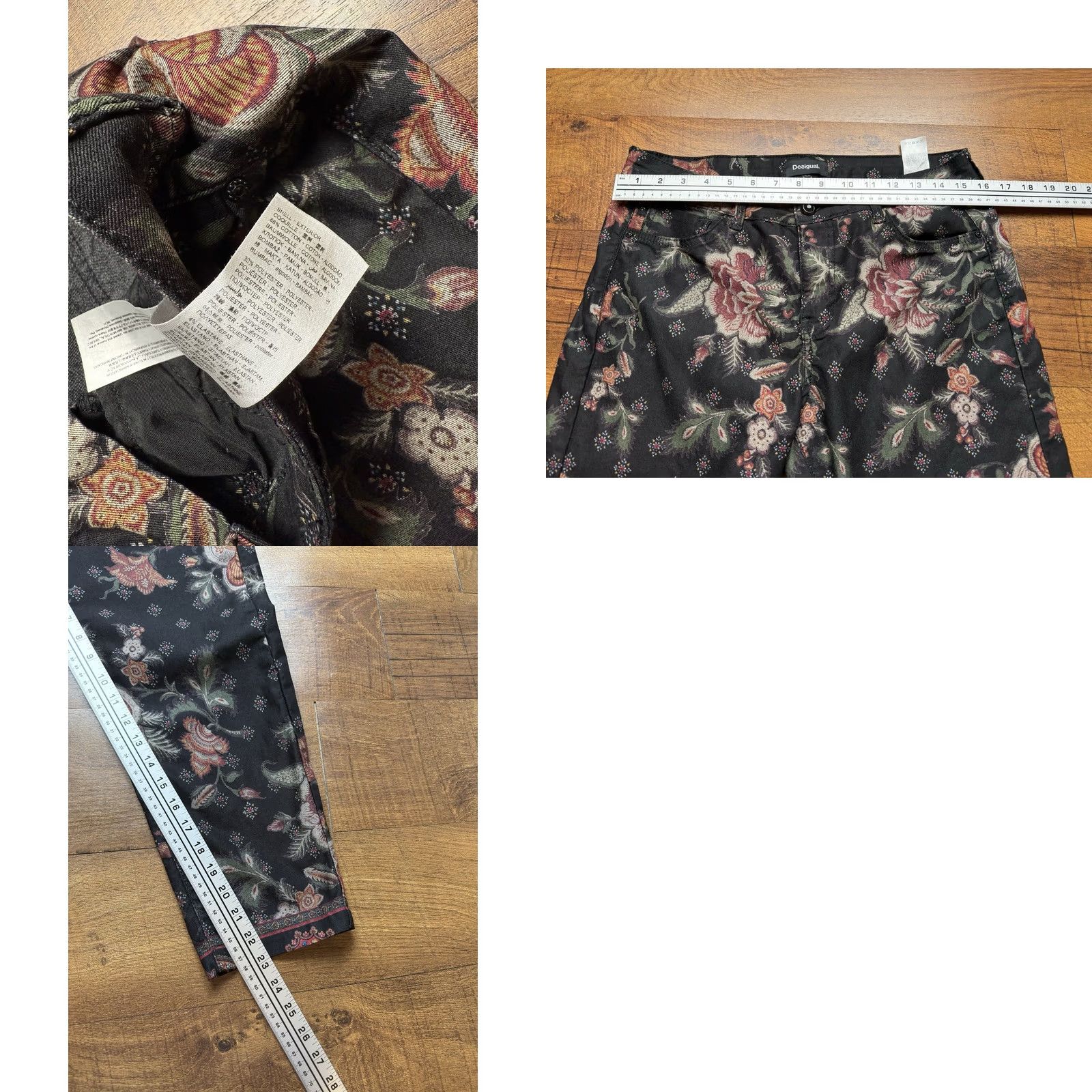 Desigual DESIGUAL Exotic Black Floral Printed Jeans Womens 44 Jeans Pants Skinny Bohemian Flower Modern Denim Regular Rise 32W 23I Seam Womens Size 36" / US 14 / IT 50 - 8 Thumbnail