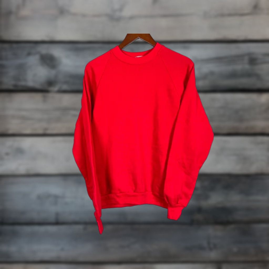 Vintage VTG 90s Sweatshirt Crewneck Adult M Red Raglan Sleeves 50/50 Cotton Polyester USA Vintage Mens Size US M / EU 48-50 / 2 - 1 Thumbnail