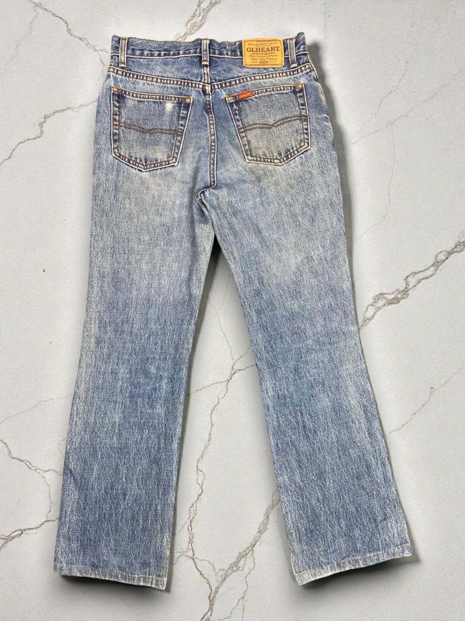 Japanese Brand gl heart bootcut distressed denim nice design Size US 31 - 2 Thumbnail