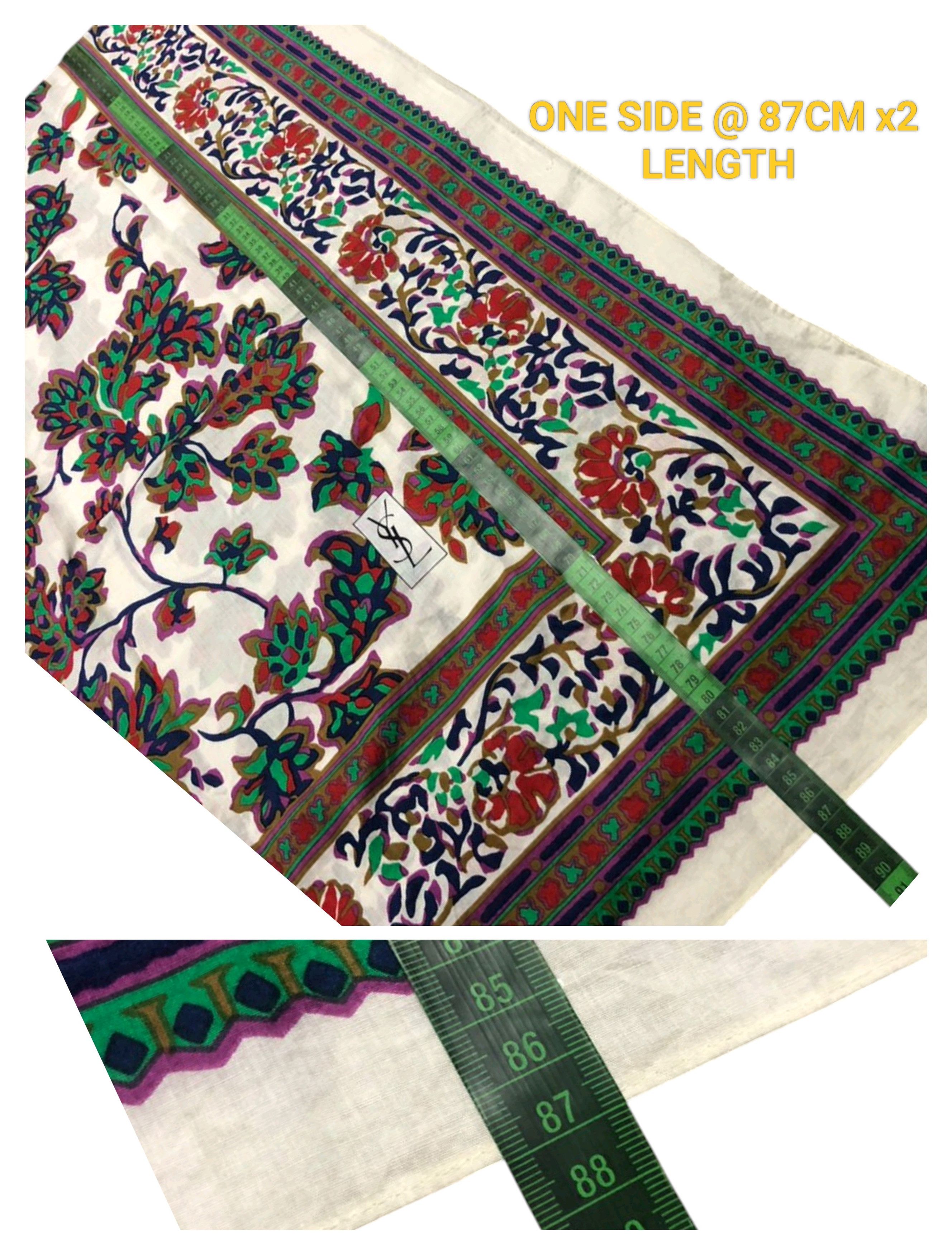 Yves Saint Laurent Vintage Yves Saint Laurent Cotton Shawl Scarf Flowers Design Size ONE SIZE - 12 Thumbnail