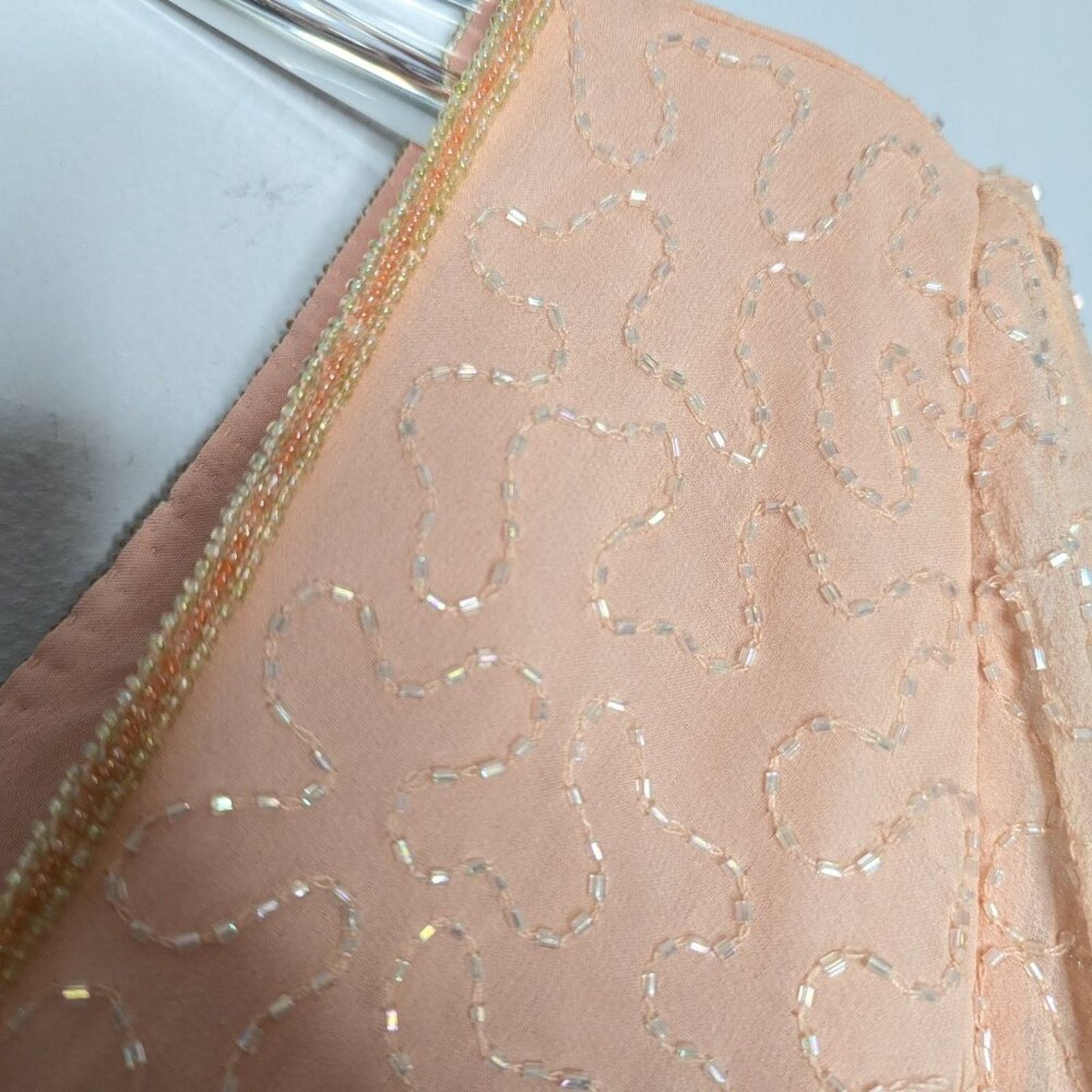 Adrianna Papell Adrianna Papell Pink Short Sleeve Beaded Sequin V-Neck Top Size XL / US 12-14 / IT 48-50 - 9 Thumbnail
