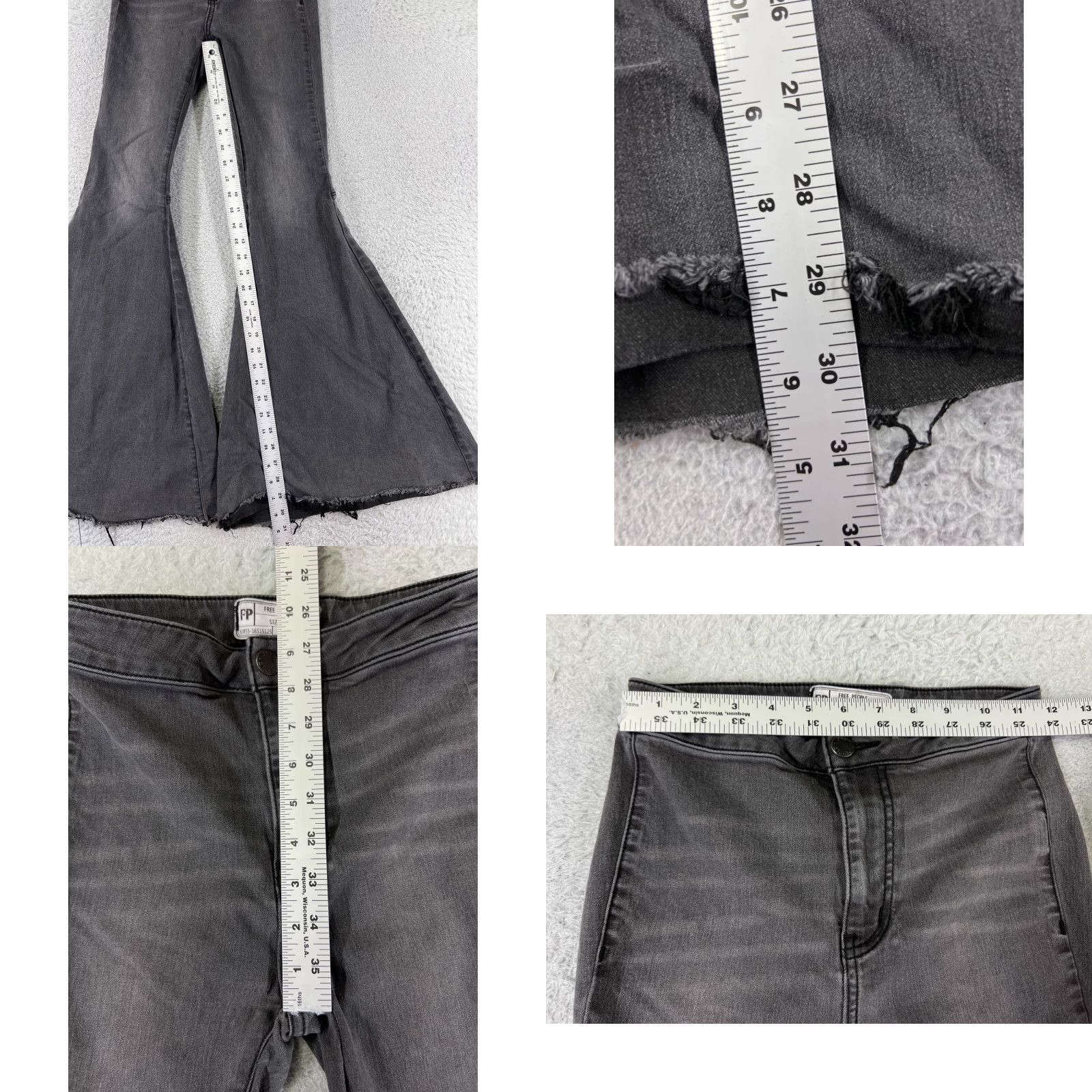 Free People Free People Womens Jeans Basic Black Cotton Blend 5-Pocket Denim Flared Rise Mid Inseam 29 Size 42" / US 20 - 8 Thumbnail
