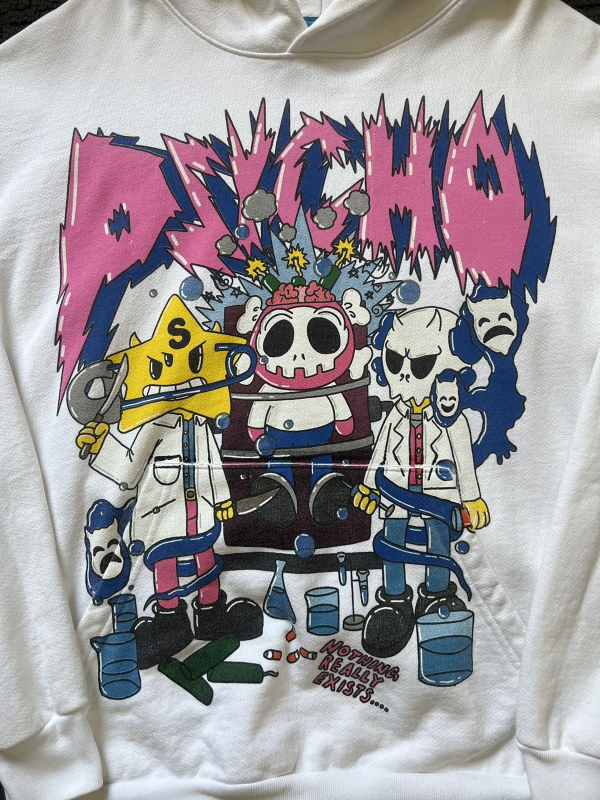 Hypebeast × Sukamii SUKAMII “PSYCHO” 14 OZ HOODIE WHITE SIZE LARGE Size US L / EU 52-54 / 3 - 2 Thumbnail