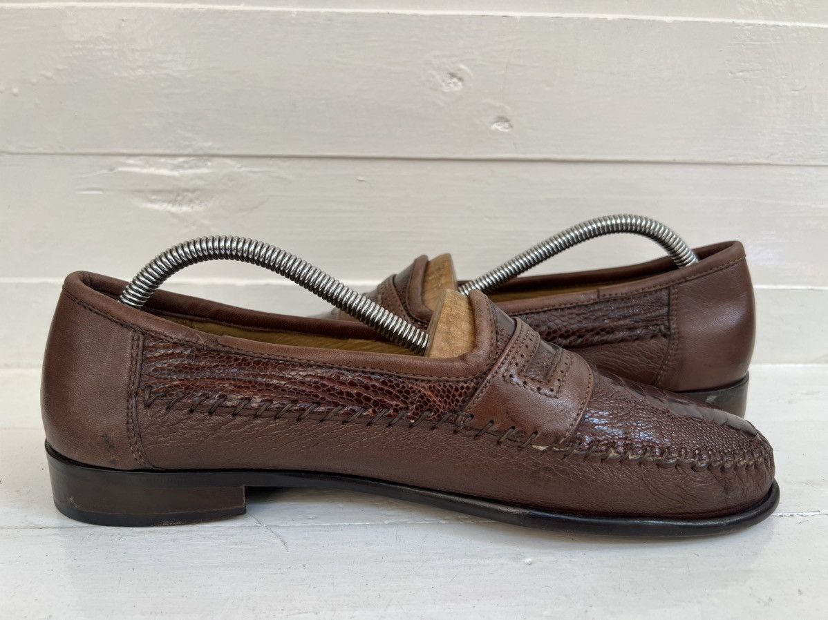 Zelli Zelli Genuine Ostrich Brown Leather Milano Penny Loafer Size US 8.5 / EU 41-42 - 9 Thumbnail