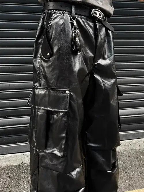 Jean Retro High Street Hip Hop Wide Leg Leather Pants Size US 34 / EU 50 - 5 Thumbnail