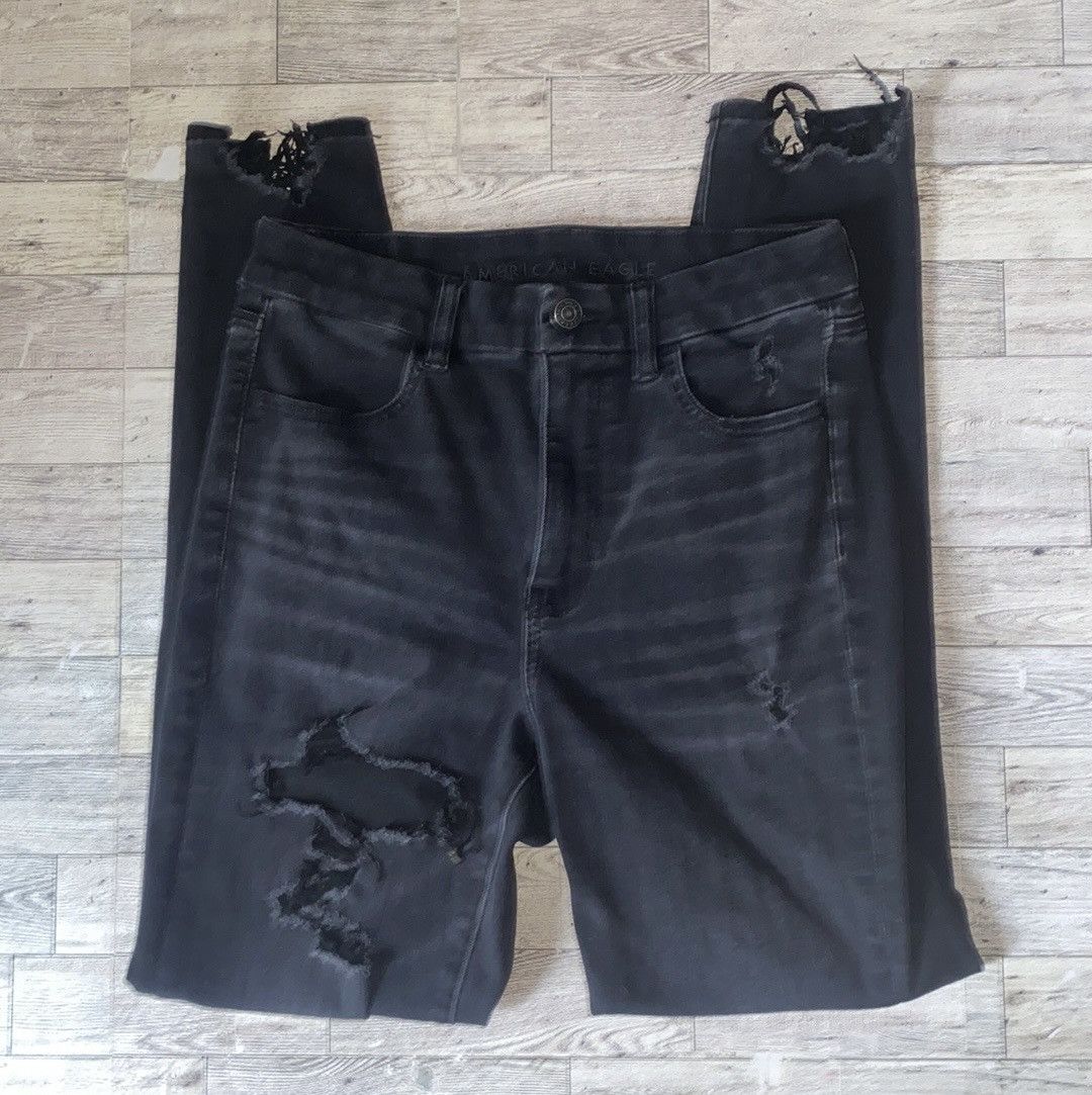 American Eagle Outfitters AEO, Black, Ultra Distressed, “Dream Jean” Skinny Jeans Size 30" / US 8 / IT 44 - 11 Thumbnail