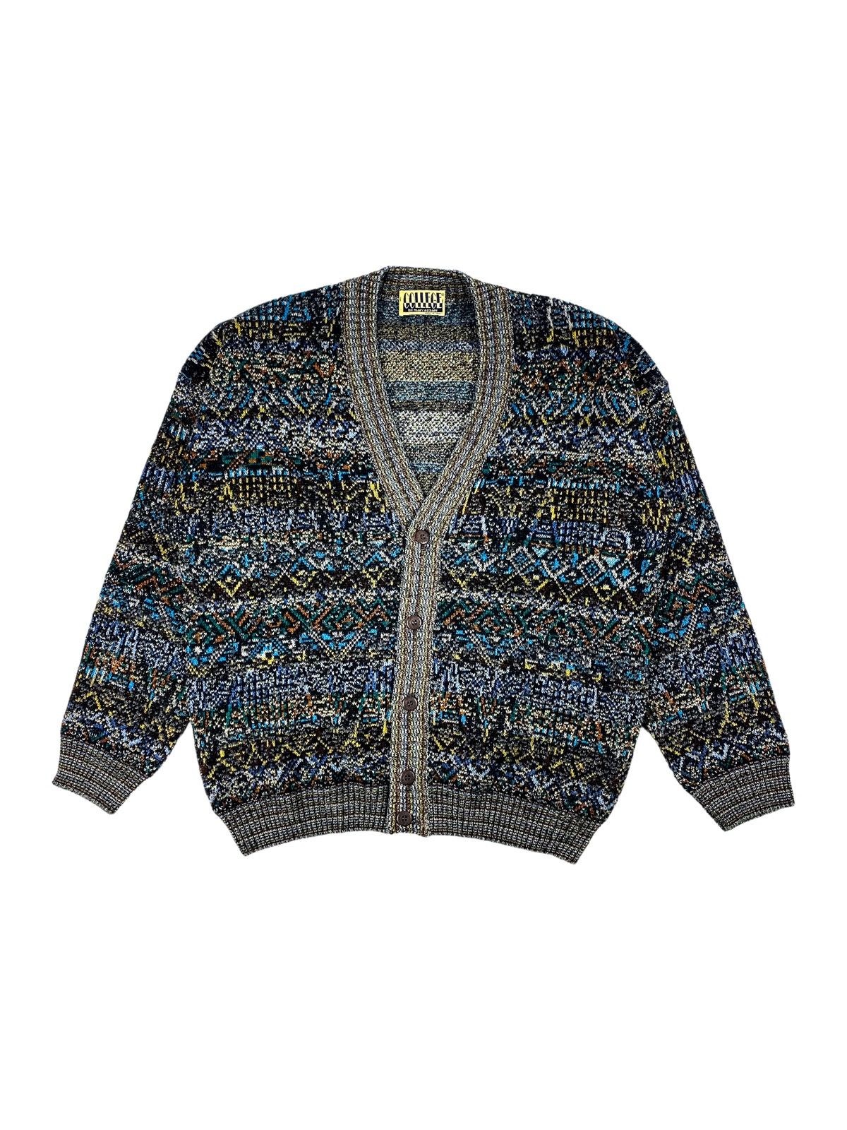 Pre-owned Coloured Cable Knit Sweater X Missoni Vintage Colored Knit College Cardigan Made In Multicolor