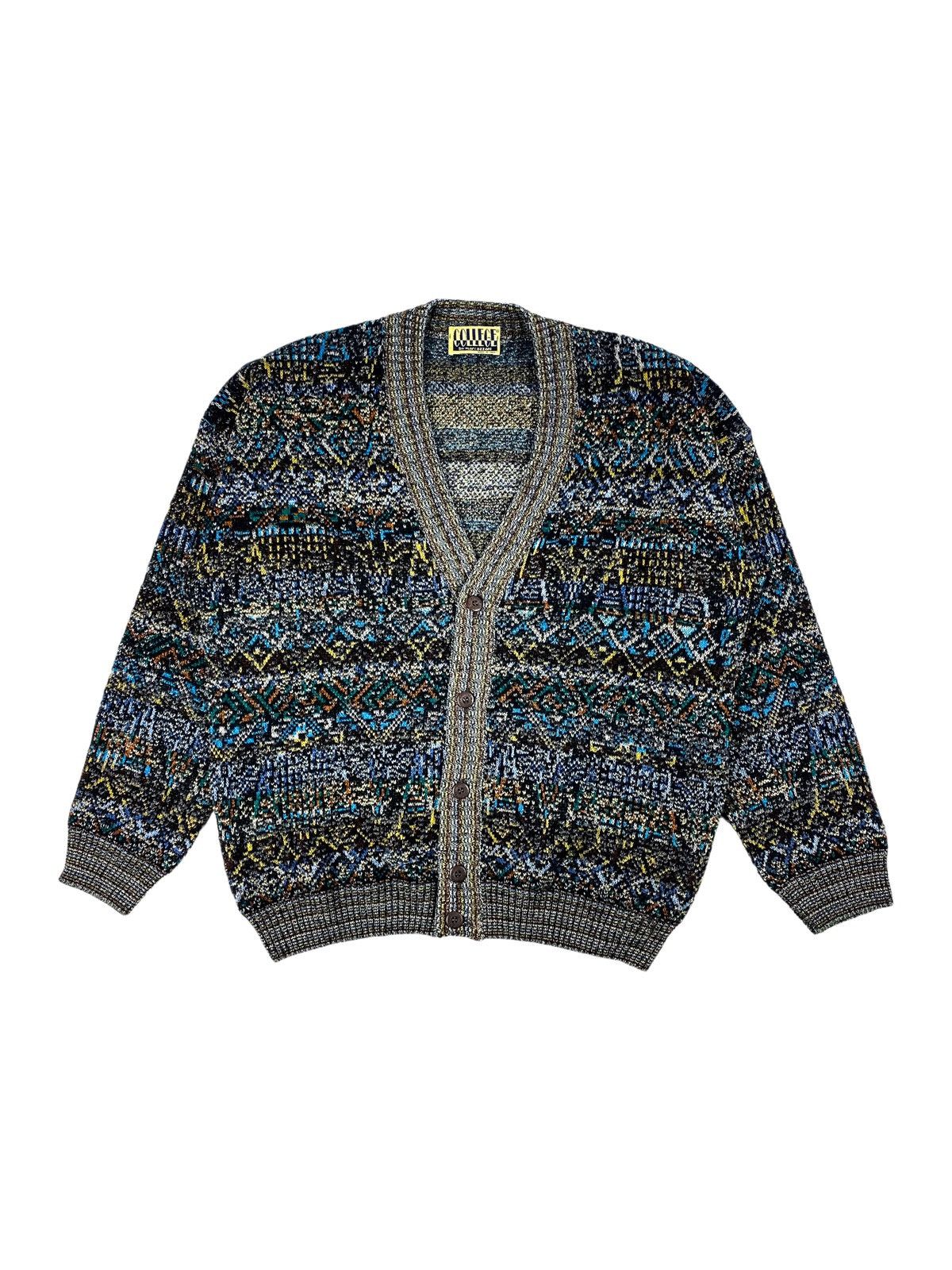 image of Coloured Cable Knit Sweater x Missoni Vintage Colored Knit College Cardigan Made In Italy Sweater (