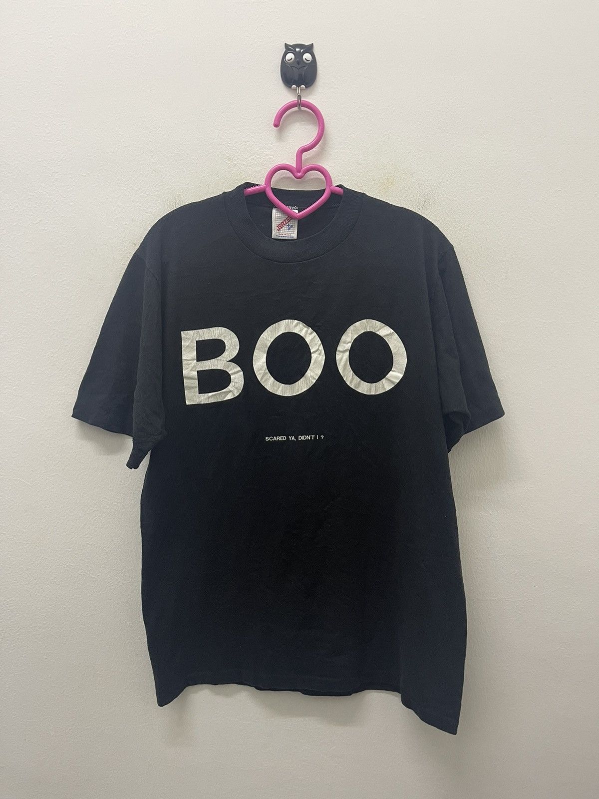 image of Made In USA x Movie Vintage Boo Scared Ya, Didn’T I Spell Out Wording Movie in Black (Size Medium)