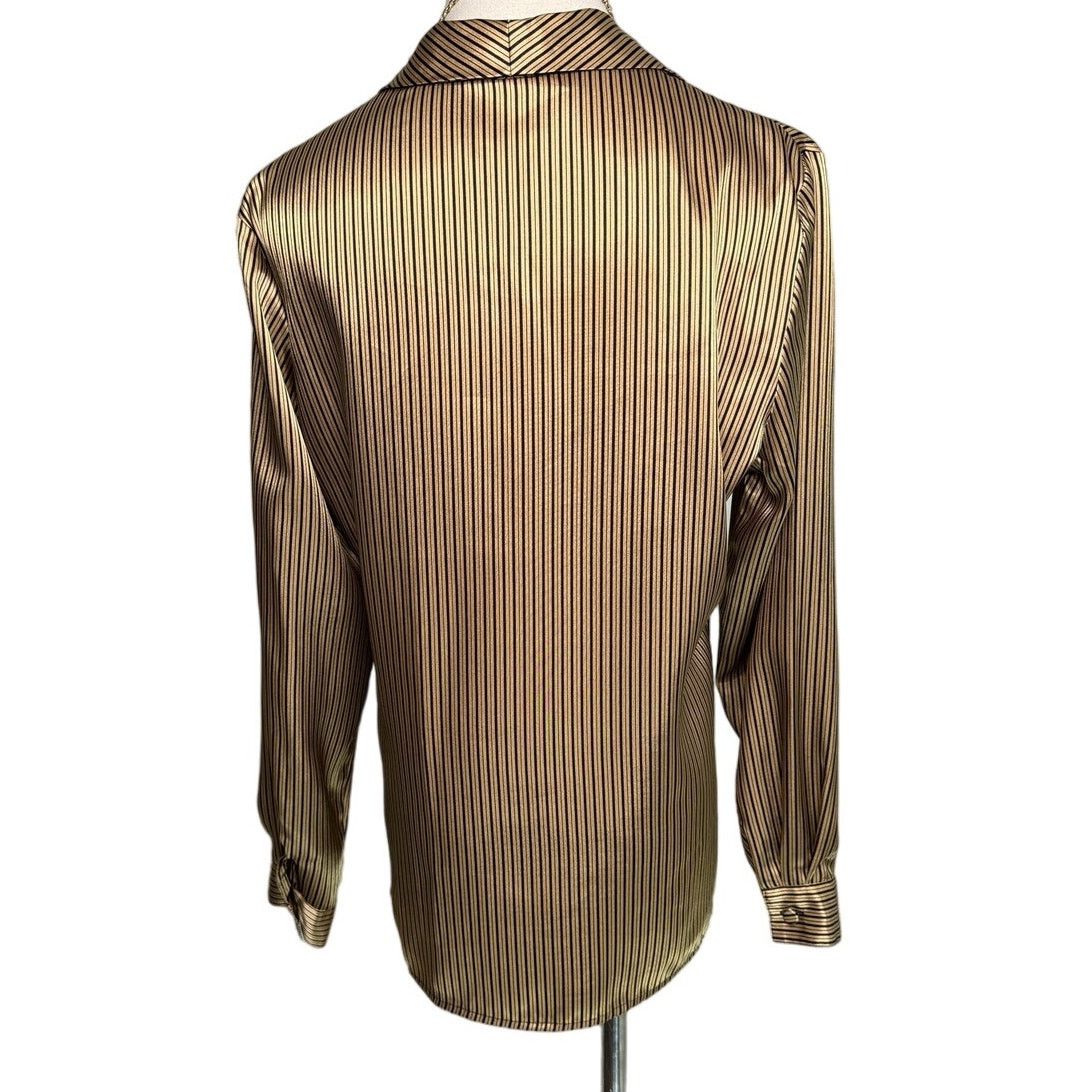 Vintage Vintage black gold metallic wide collar satin blouse size S Size S / US 4 / IT 40 - 4 Thumbnail