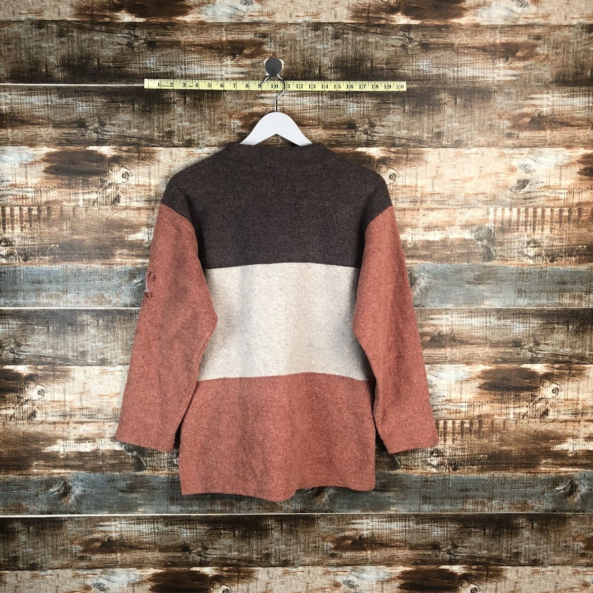 Homespun Knitwear × Japanese Brand × OVER THE STRiPES Messange Board Stripe Browm Knitwear #A2268 Size M / US 6-8 / IT 42-44 - 13 Thumbnail