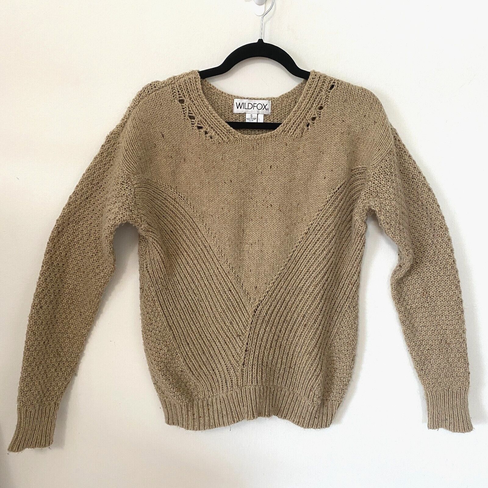 Wildfox Wildfox Weekday Chunky Knit Oatmeal Tan Boxy Sweater Jumper Size S / US 4 / IT 40 - 1 Thumbnail