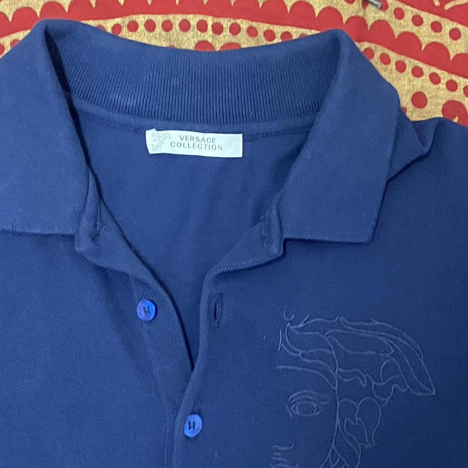 Other Versace Collection Men's Navy Blue Polo Shirt Size US M / EU 48-50 / 2 - 3 Thumbnail
