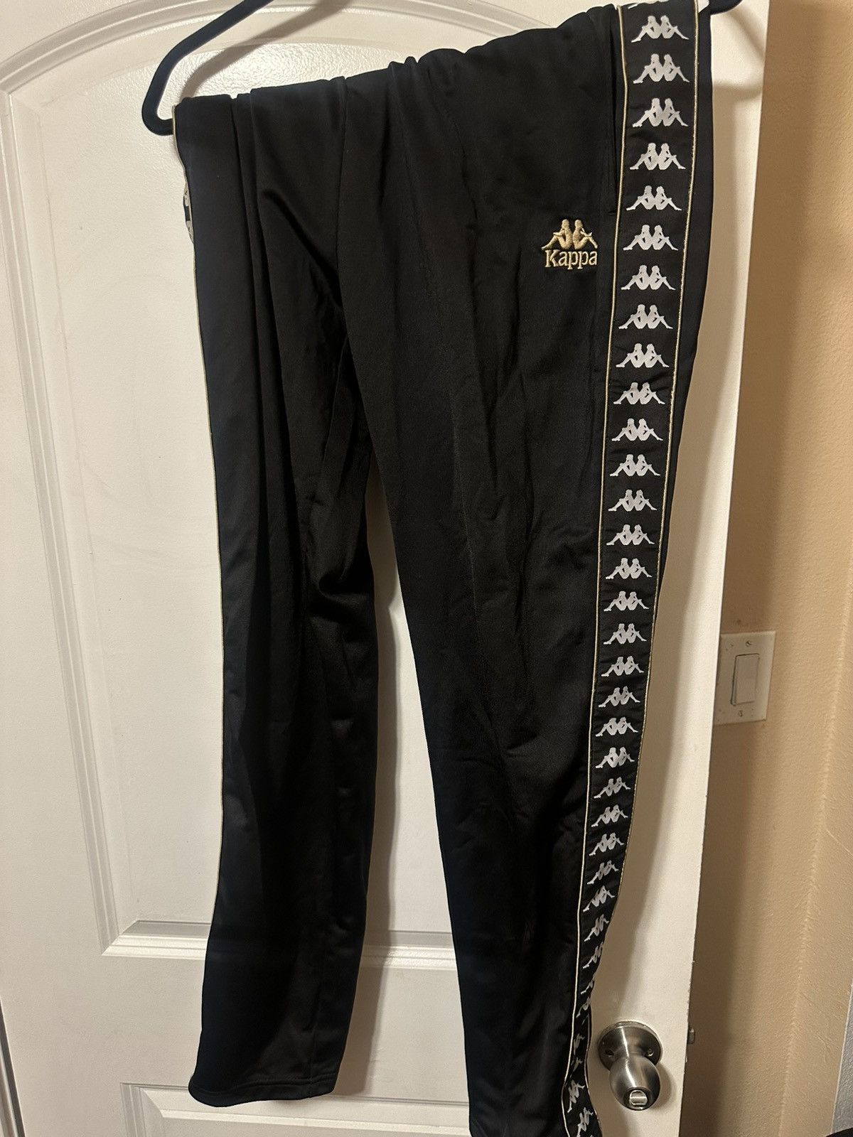 Kappa track sweat pants black white gold size XL