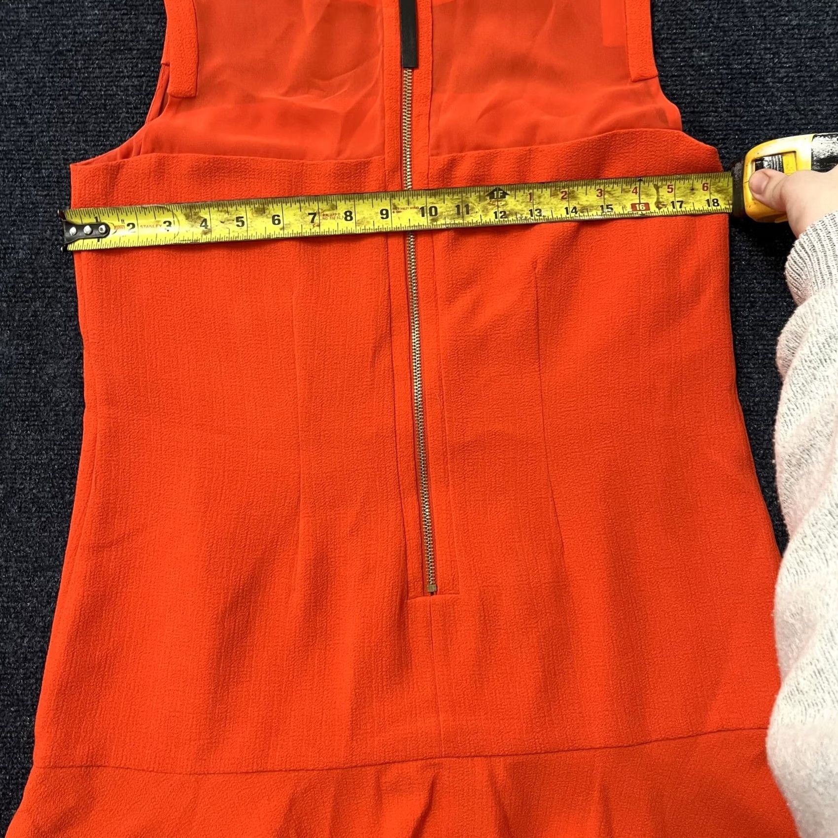 Vince Camuto Vince Camuto Dress Womens 10 Orange Sleeveless Sheer Yoke Drop Waist Flounce Hem Size L / US 10 / IT 46 - 3 Thumbnail
