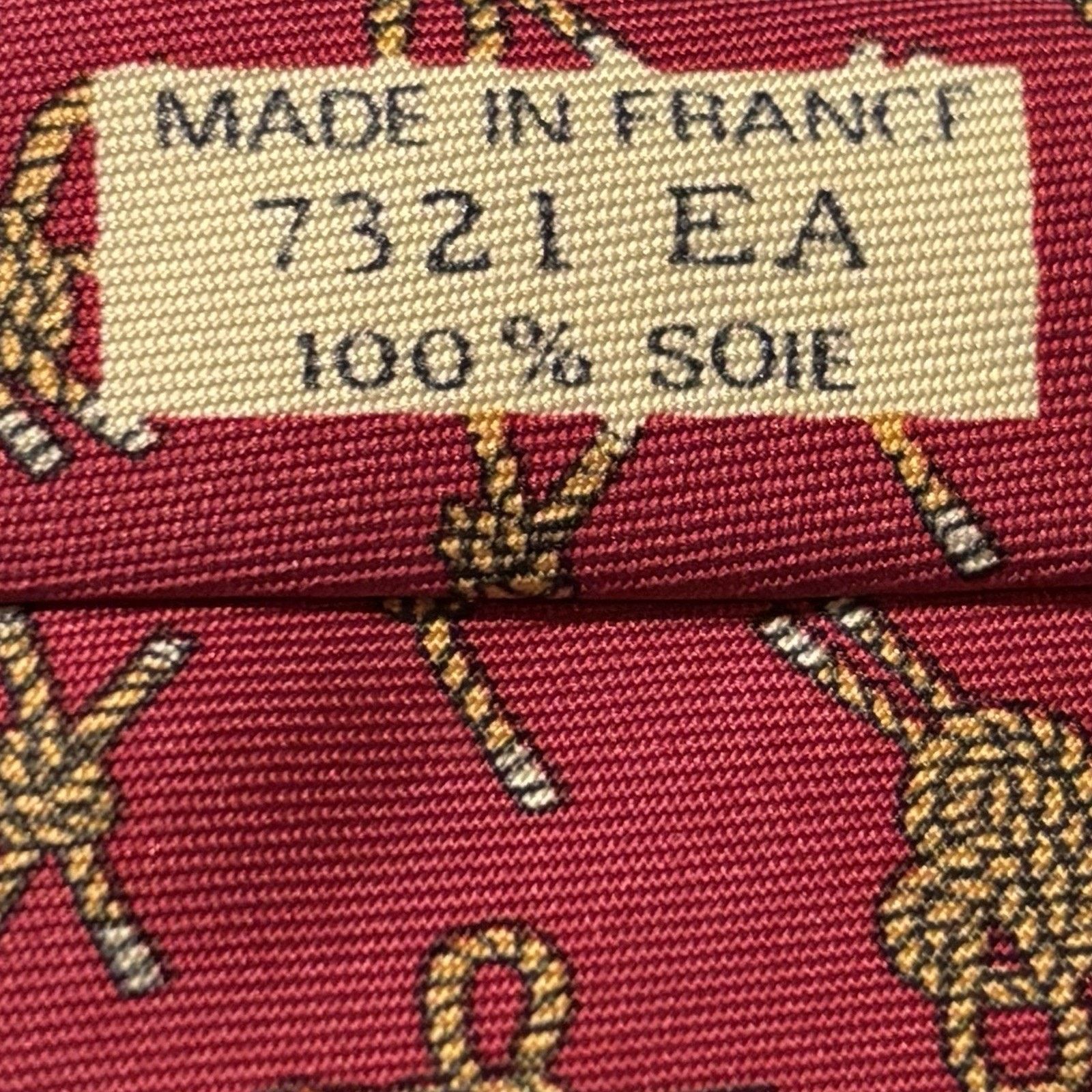 Hermes 90s Hermès Silk Tie Raspberry Pink Nautical Rope Knot Print Size ONE SIZE - 5 Thumbnail
