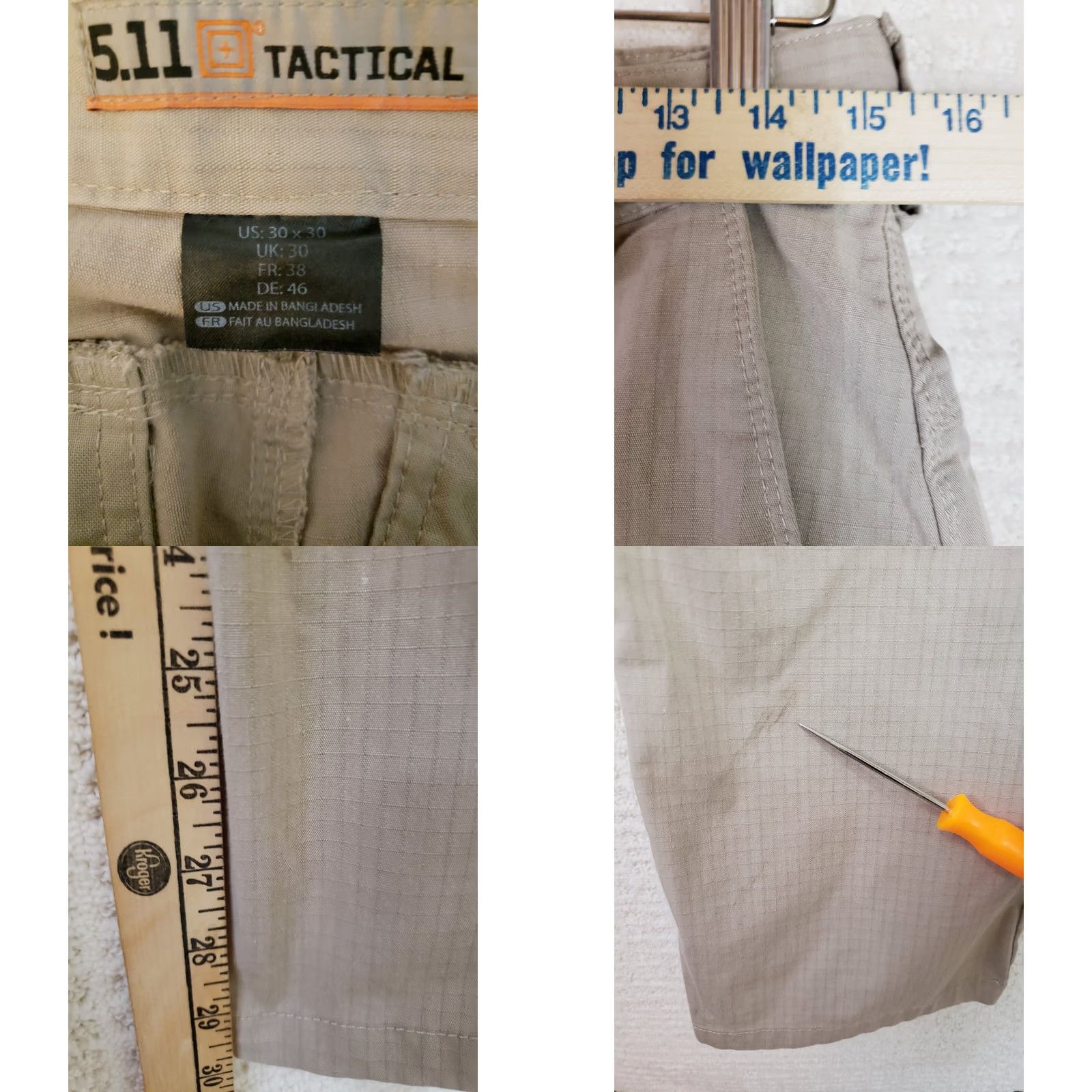 Vintage 5.11 Tactical Series Pants Men 30x30 Workwear Khaki Beige Cargo Pocket Flat Front Ripstop Cotton Poly Blend Mid Rise Straight Leg 30 In inseam Mens Size US 30 / EU 46 - 10 Thumbnail