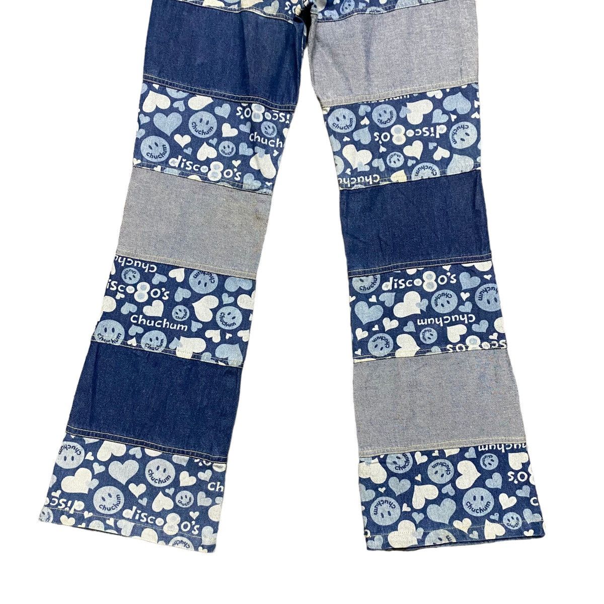 Hysteric Glamour Chuchum Smiley Hippie Denim Patchwork Flare Pants Size 26" / US 2 / IT 38 - 13 Thumbnail