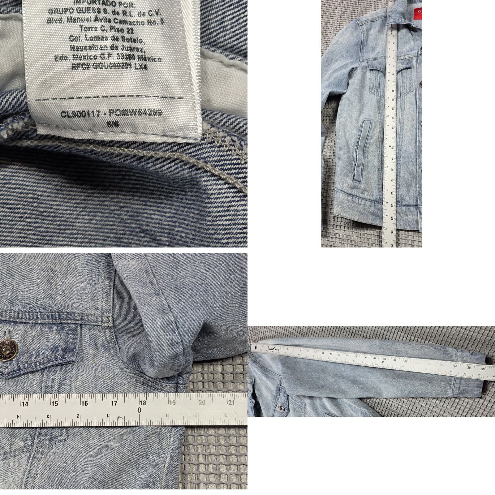 Guess GUESS Trucker Jacket Mens S Blue Denim Distressed Fade Cotton Jacket, 90s y2k, Los Angeles, Jean, Button, Logo, Embroidered, Pockets, Casual Menswear Size US 29 - 9 Thumbnail