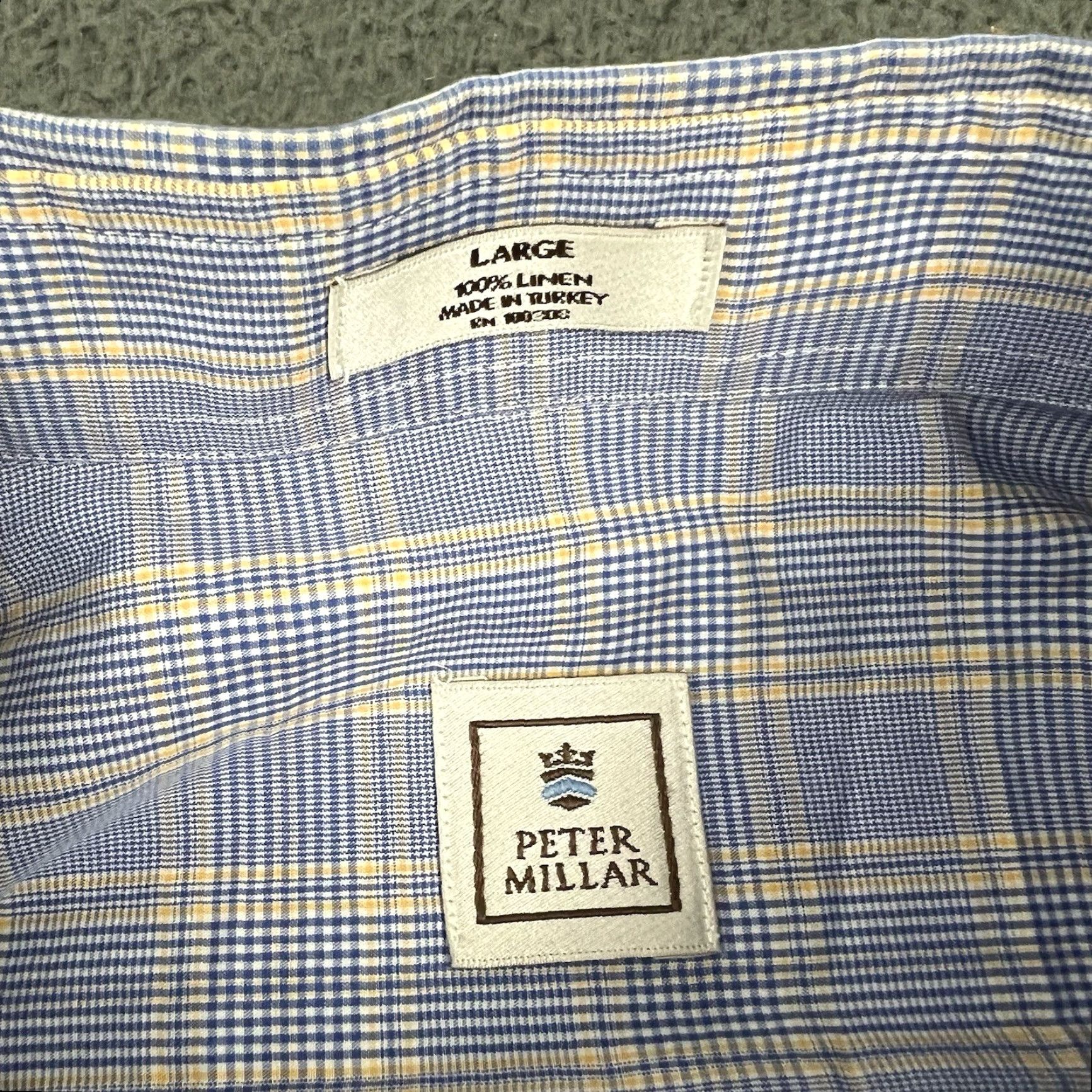 Peter Millar Peter Millar Shirt Mens XL Blue Plaid Linen Long Sleeve Button-Up Size US XL / EU 56 / 4 - 3 Thumbnail