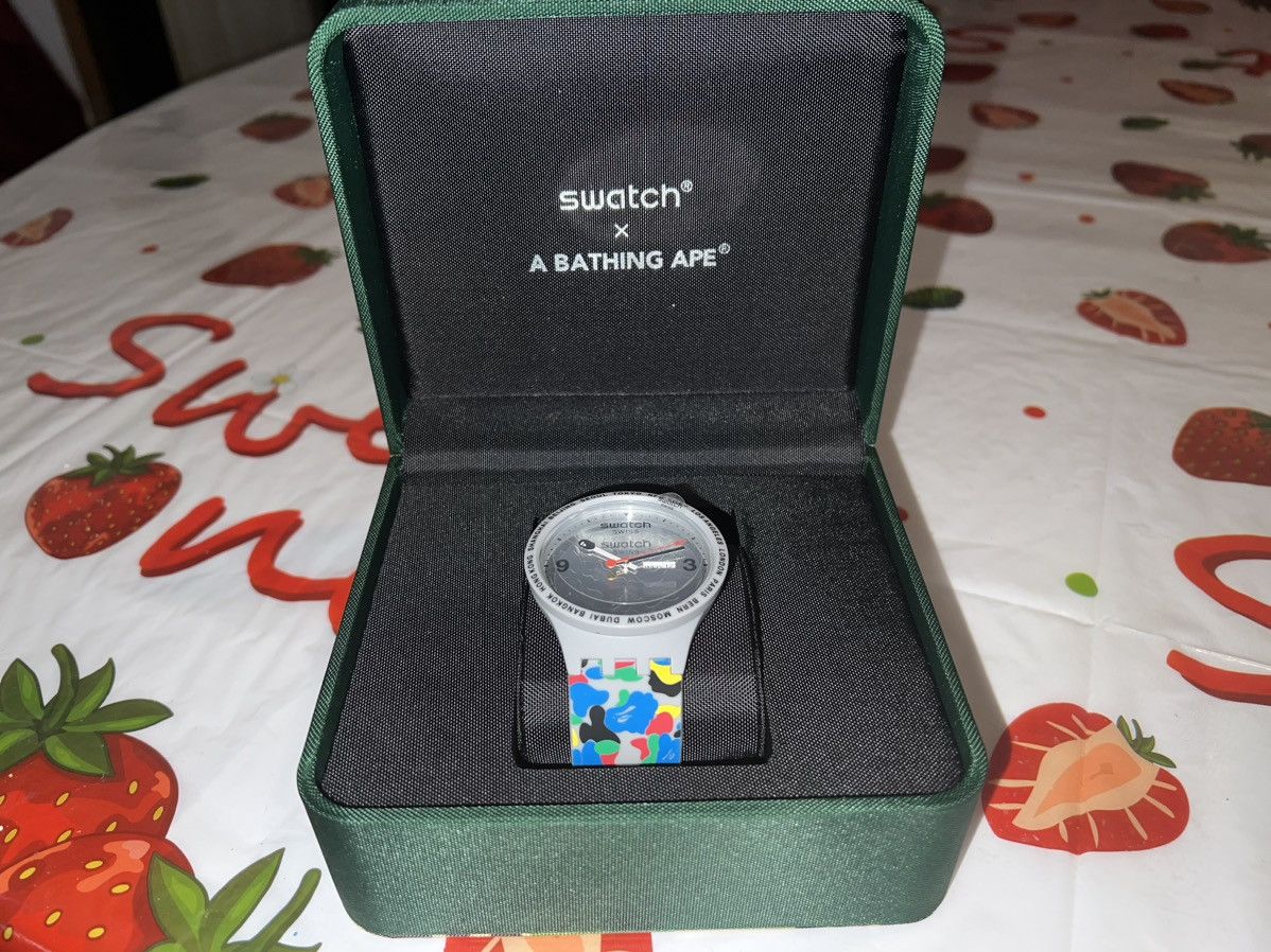 Bape Swatch Watch in Blue, Men's Product Image