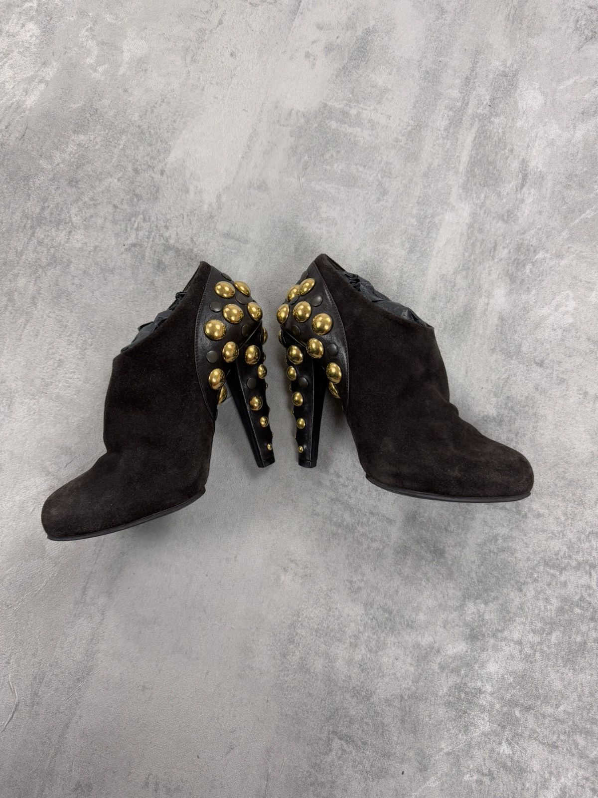 Gucci Gucci Suede Heels Leather Brown Studded Shoes 208394 Size US 6 / IT 36 - 1 Thumbnail
